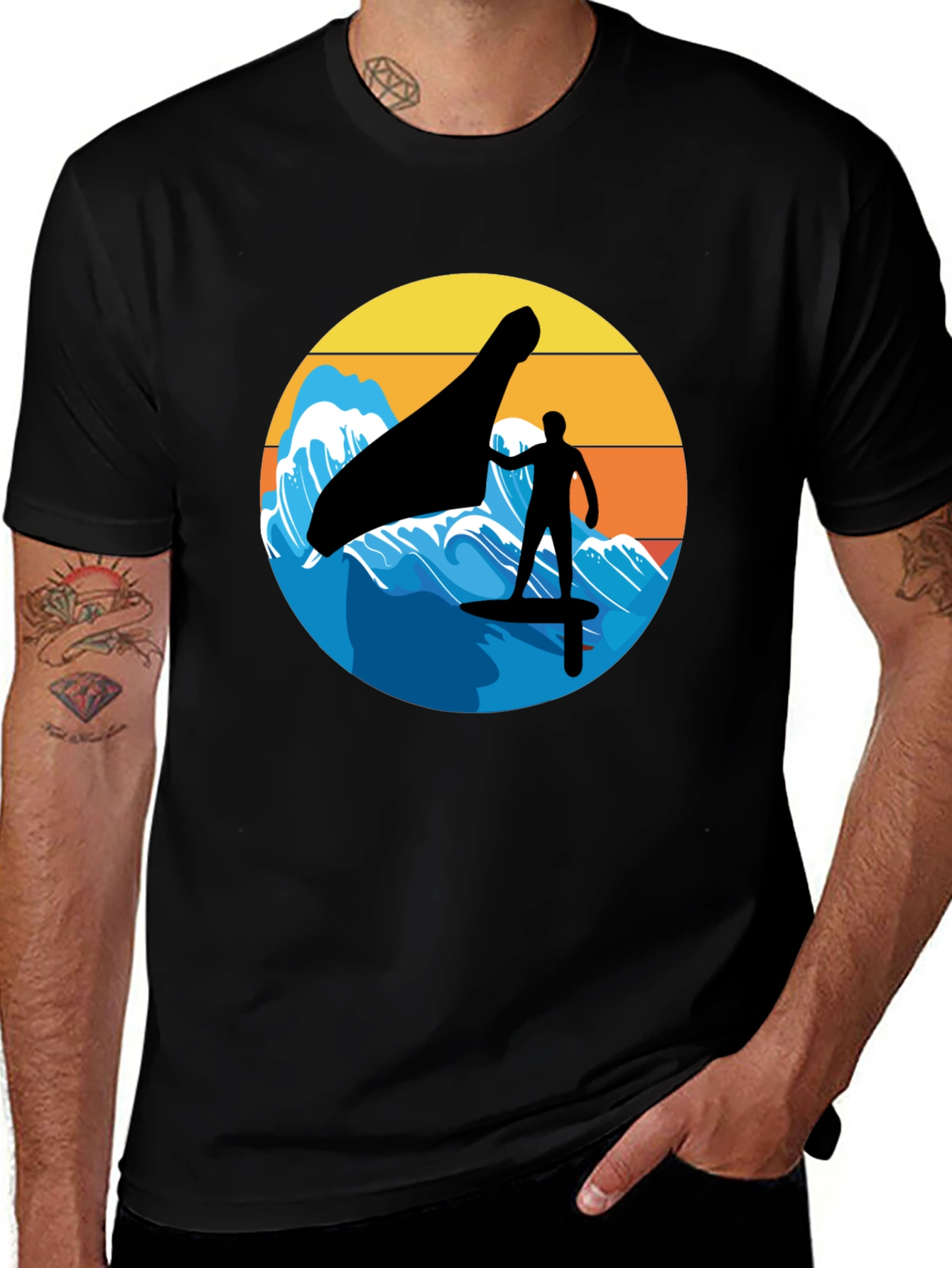 Wind Surfing Silhouette Graphic Tee