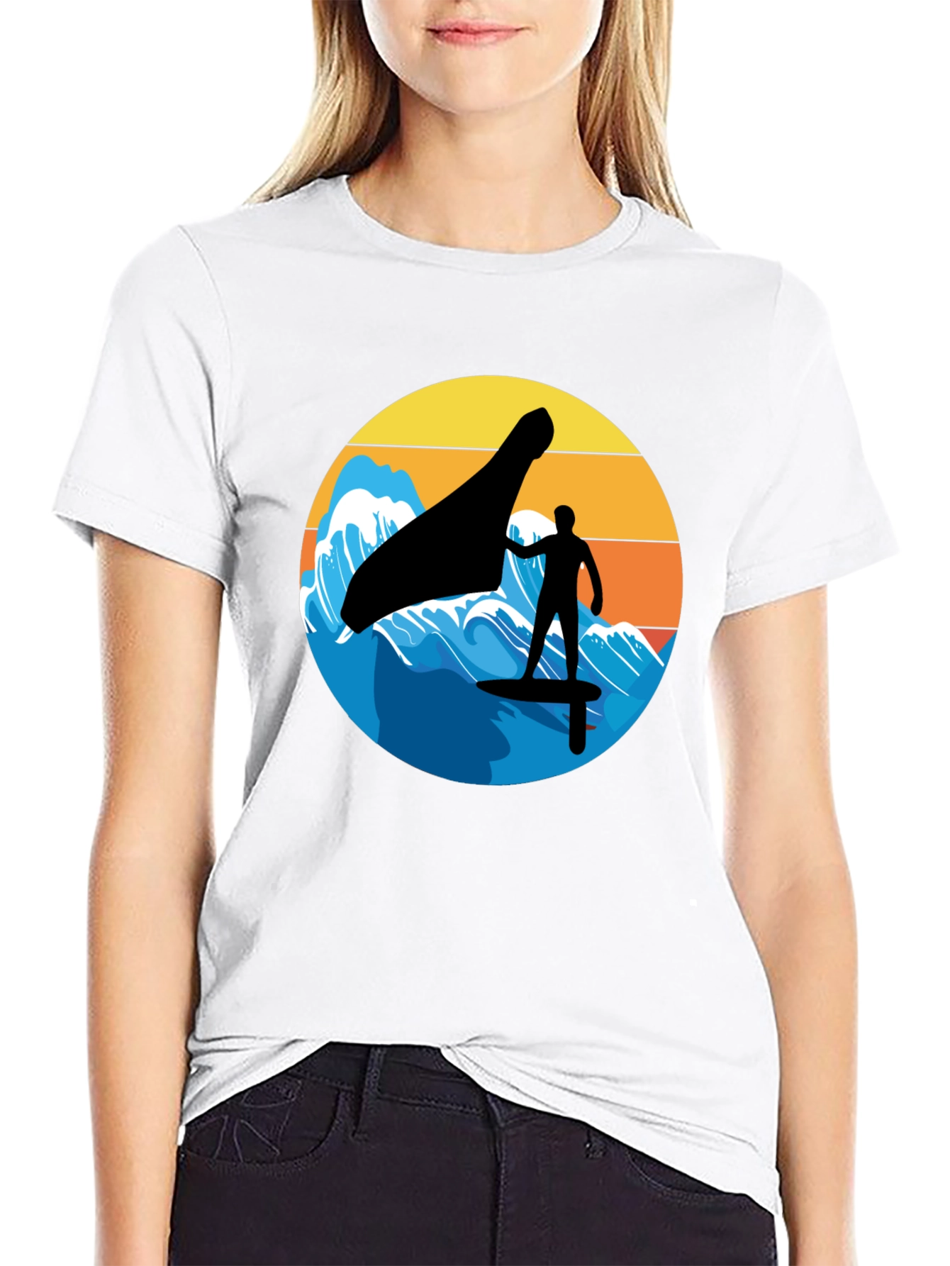 Wind Surfing Silhouette Graphic Tee