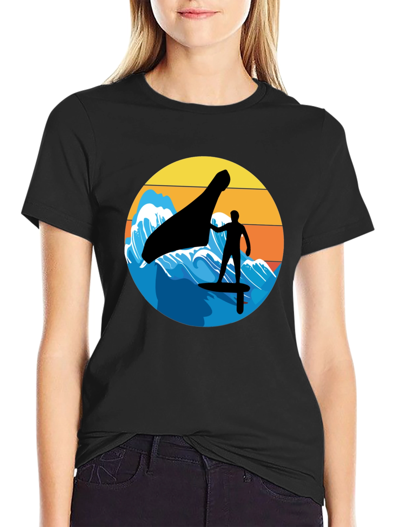 Wind Surfing Silhouette Graphic Tee