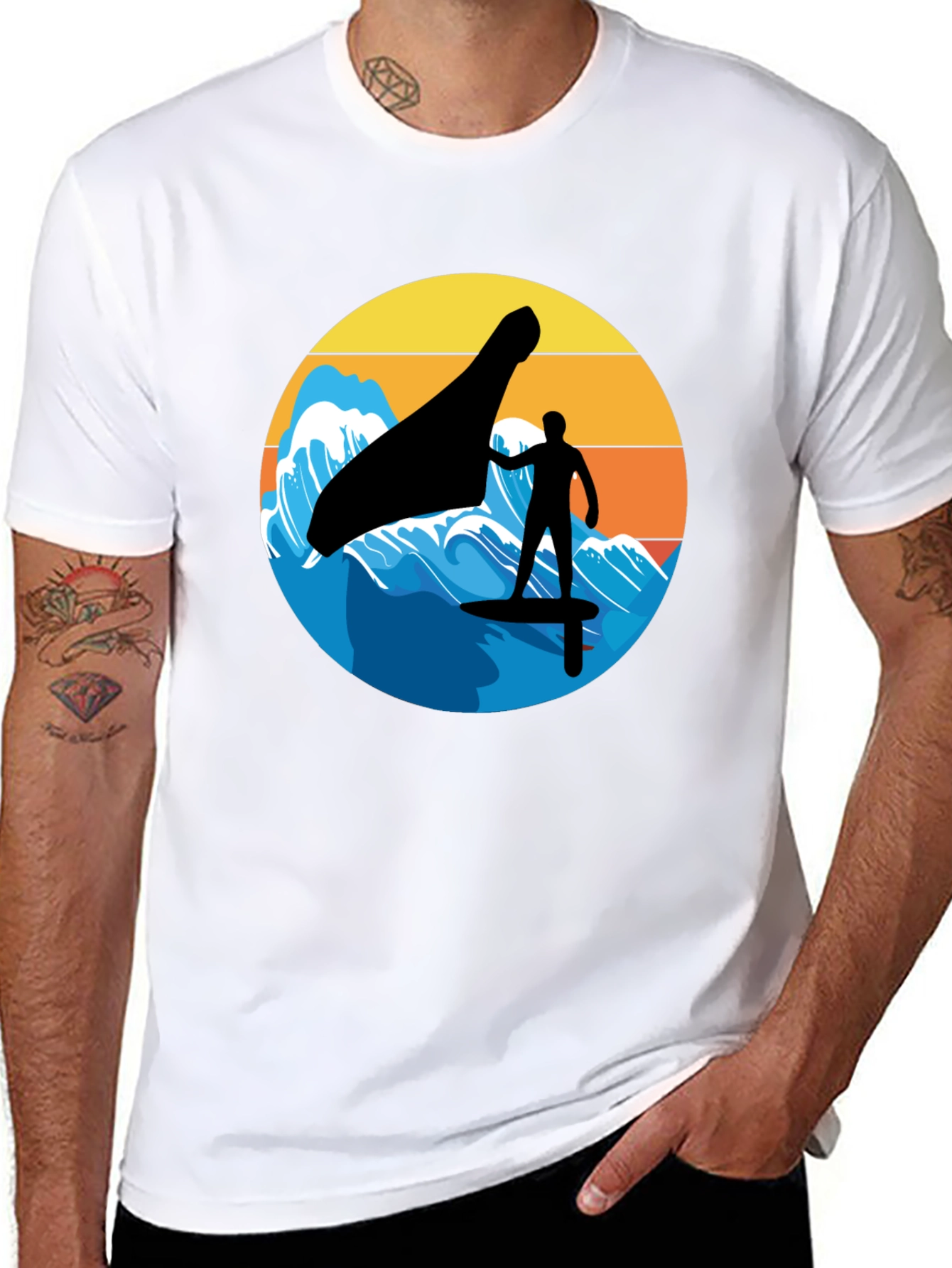 Wind Surfing Silhouette Graphic Tee