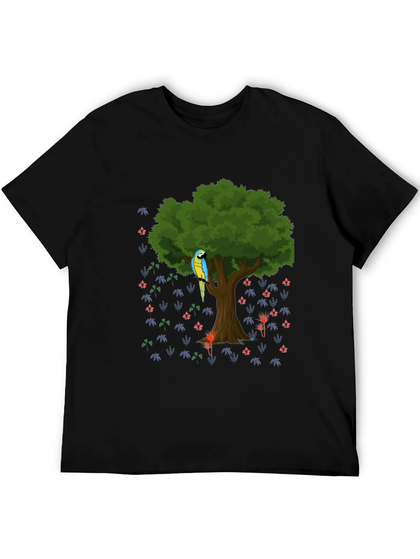 Parrot Tree Graphic Tee - Stylish Mens Casual Shirt