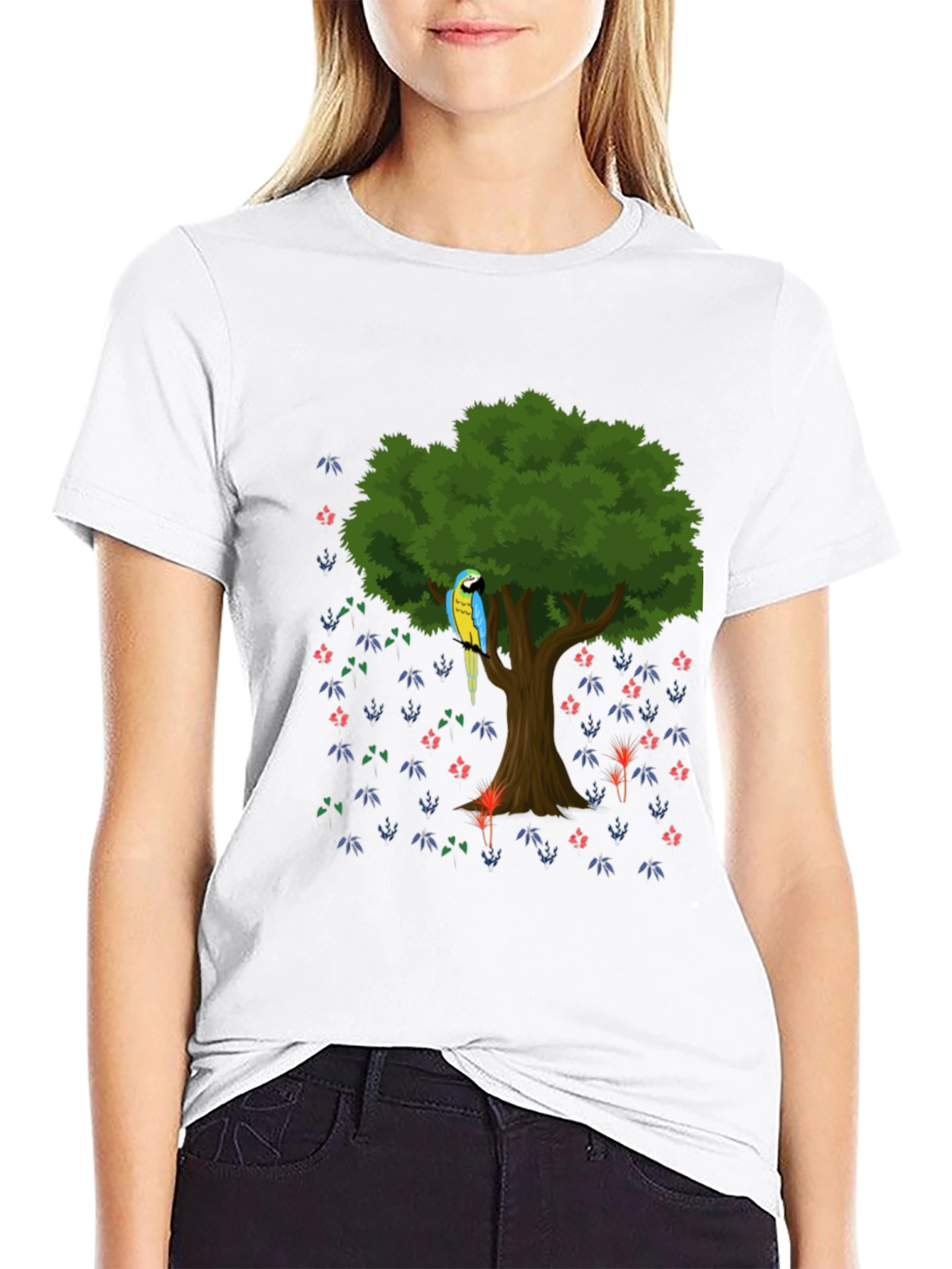 Parrot Tree Graphic Tee - Stylish Mens Casual Shirt