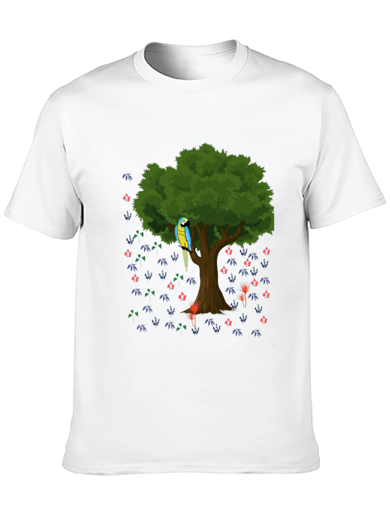 Parrot Tree Graphic Tee - Stylish Mens Casual Shirt