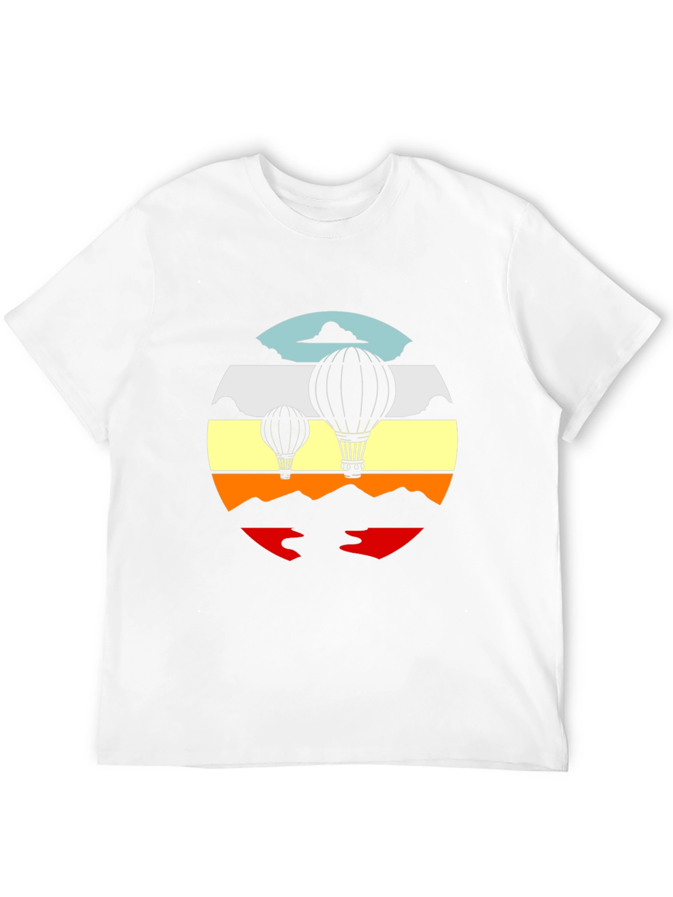 Retro Hot Air Balloon Graphic Tee - Black