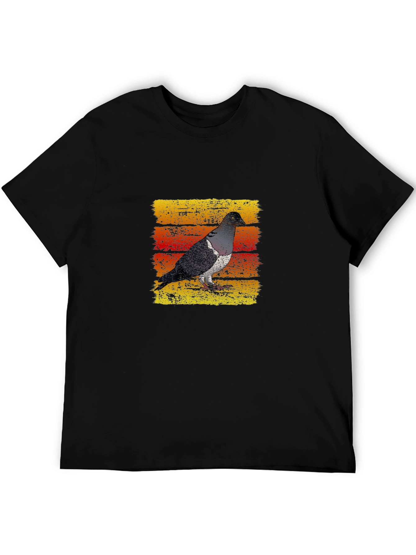 Retro Pigeon Graphic T-Shirt - Black