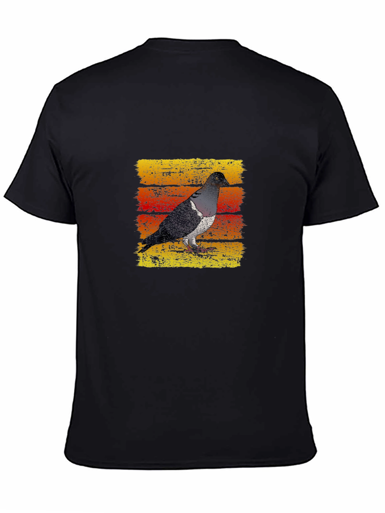 Retro Pigeon Graphic T-Shirt - Black