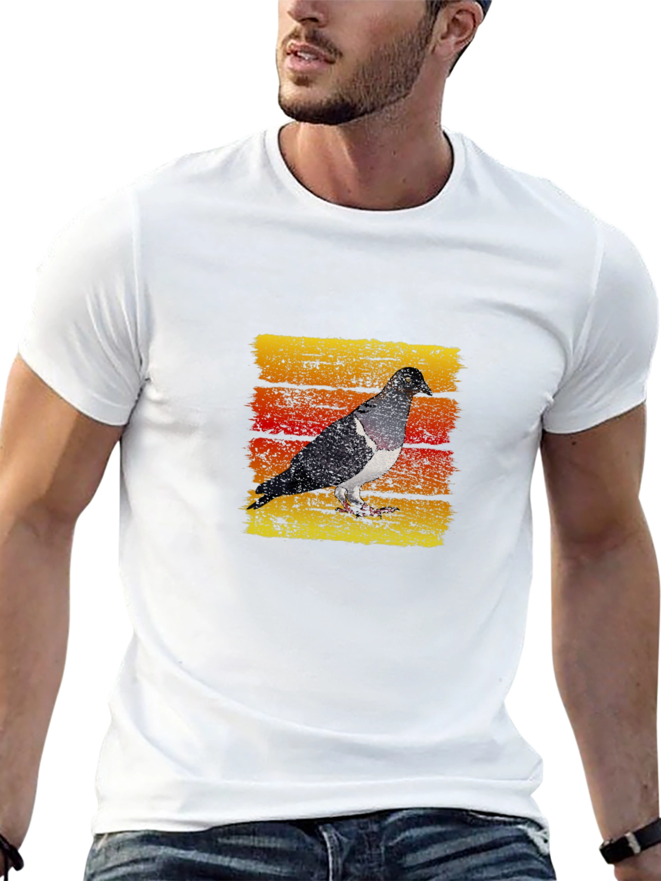 Retro Pigeon Graphic T-Shirt - Black