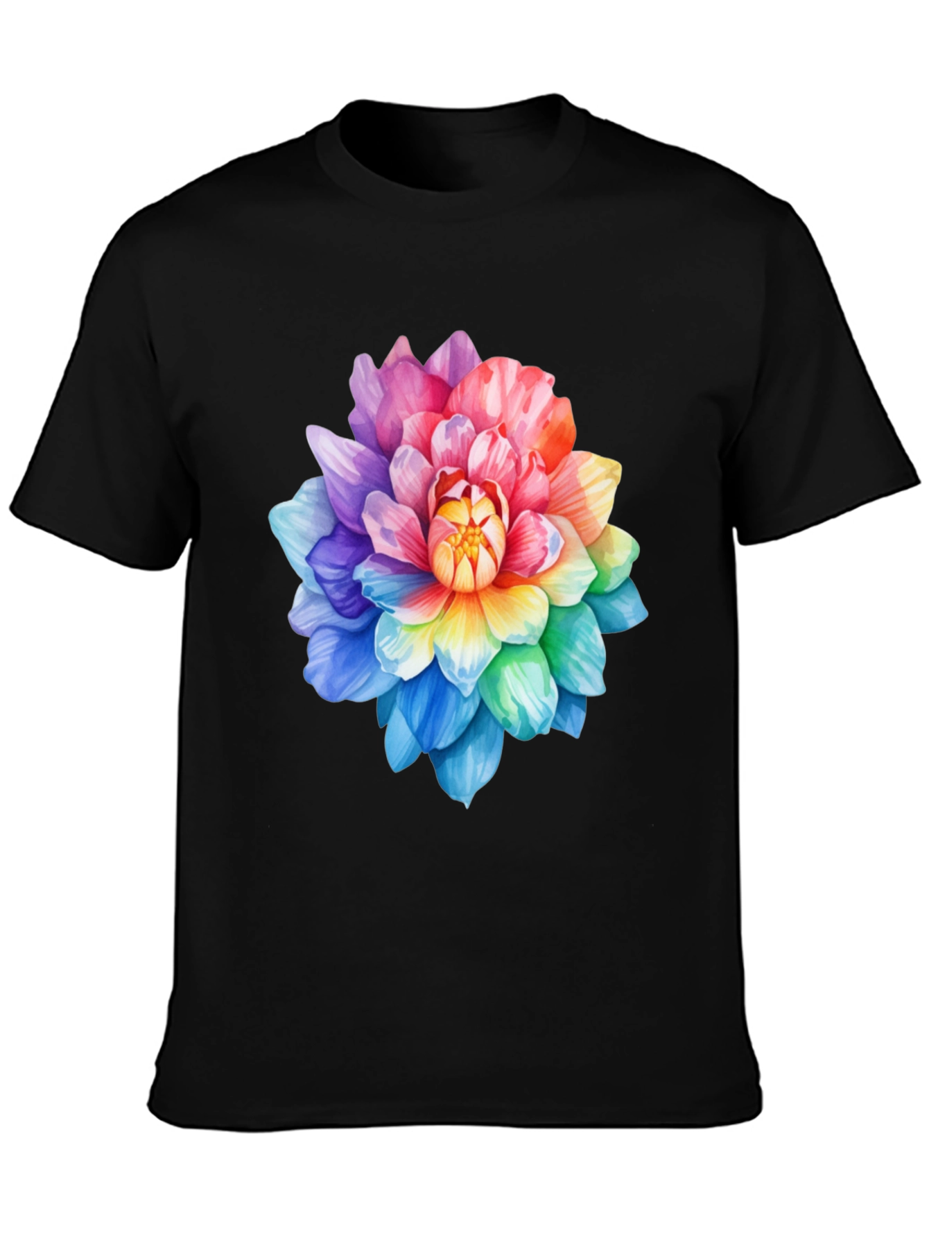 Rainbow Flower Graphic Tee - Soft Cotton Blend