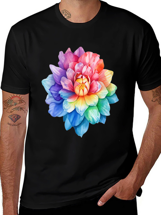 Rainbow Flower Graphic Tee - Soft Cotton Blend
