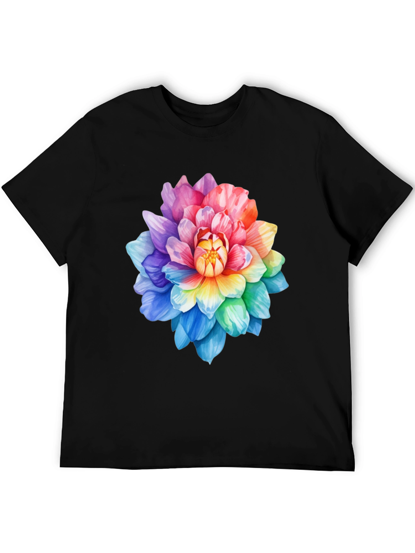 Rainbow Flower Graphic Tee - Soft Cotton Blend