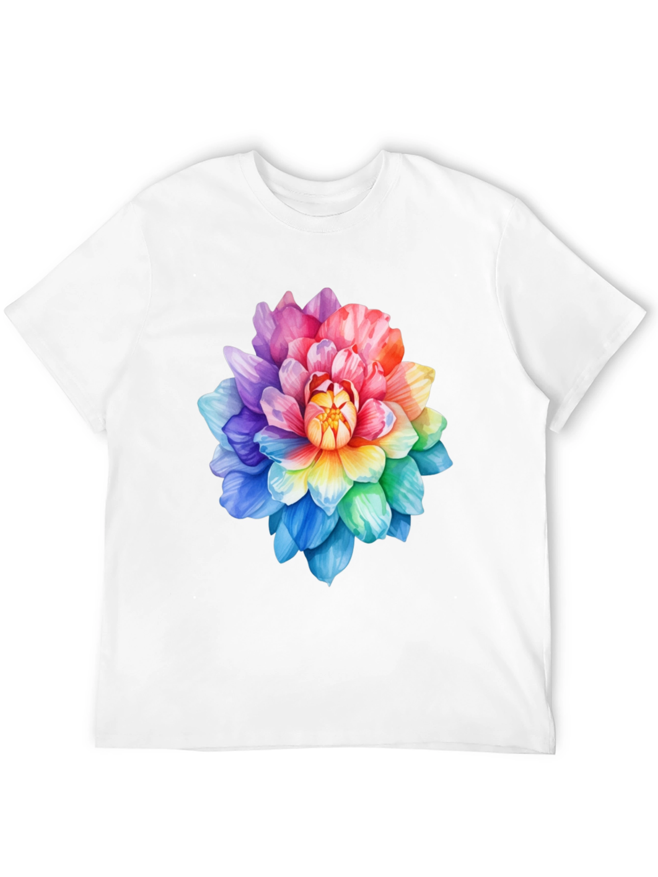 Rainbow Flower Graphic Tee - Soft Cotton Blend