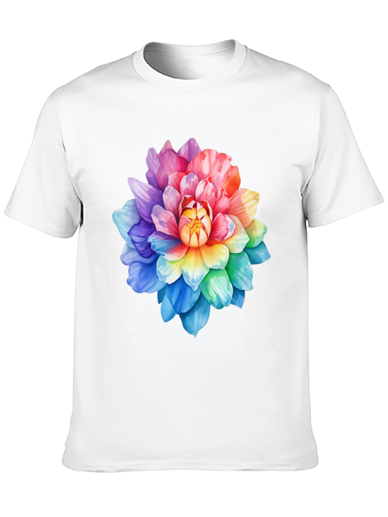 Rainbow Flower Graphic Tee - Soft Cotton Blend