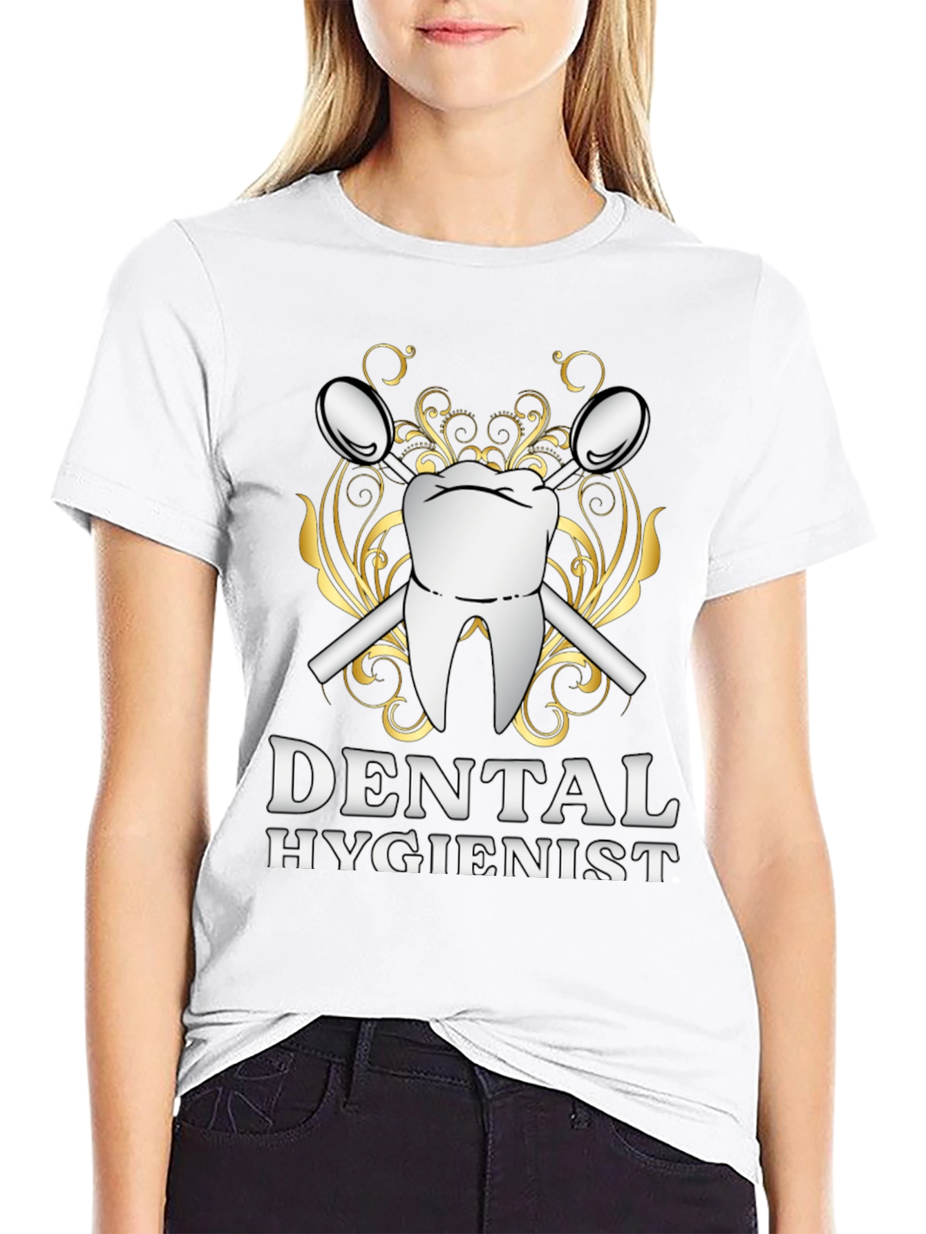 Dental Hygienist T-Shirt - Tooth & Mirror Design