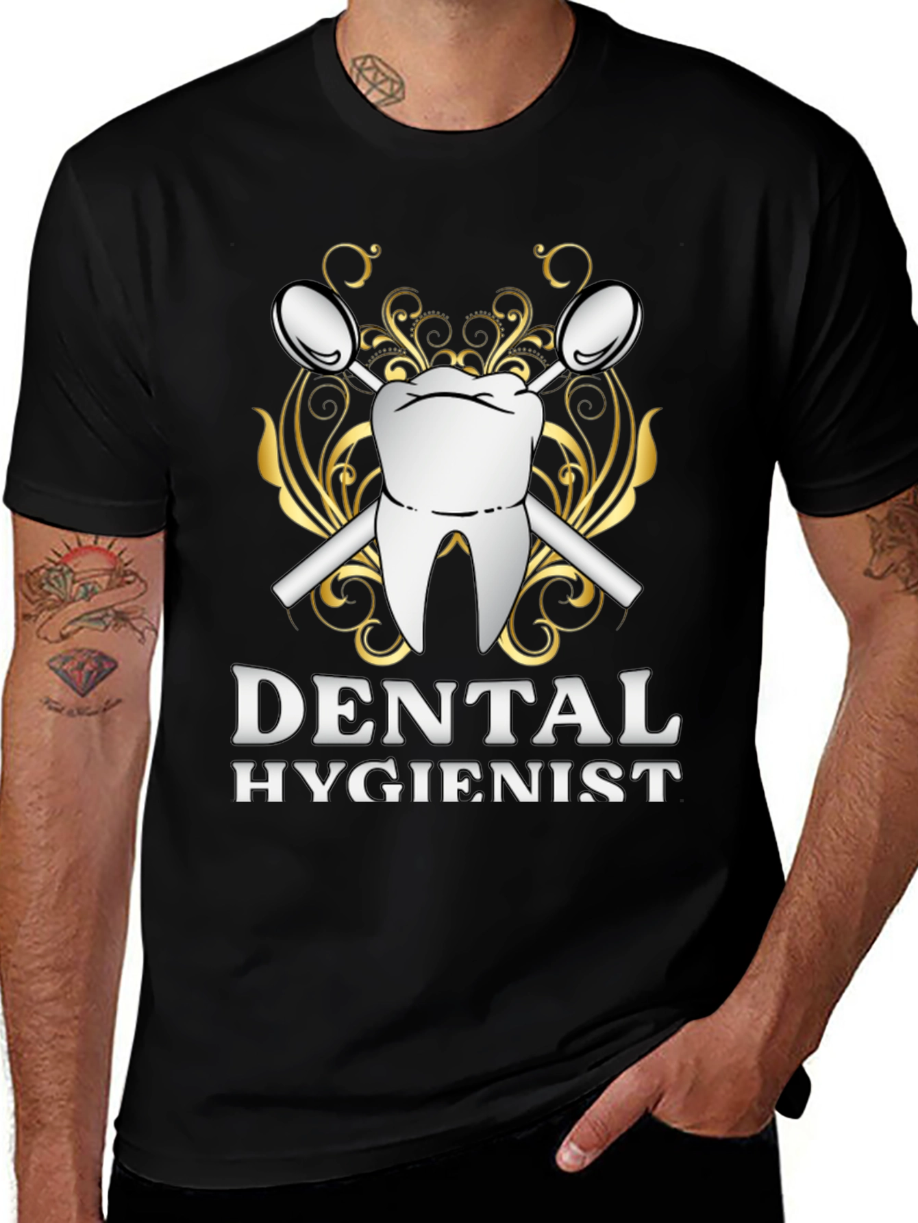 Dental Hygienist T-Shirt - Tooth & Mirror Design