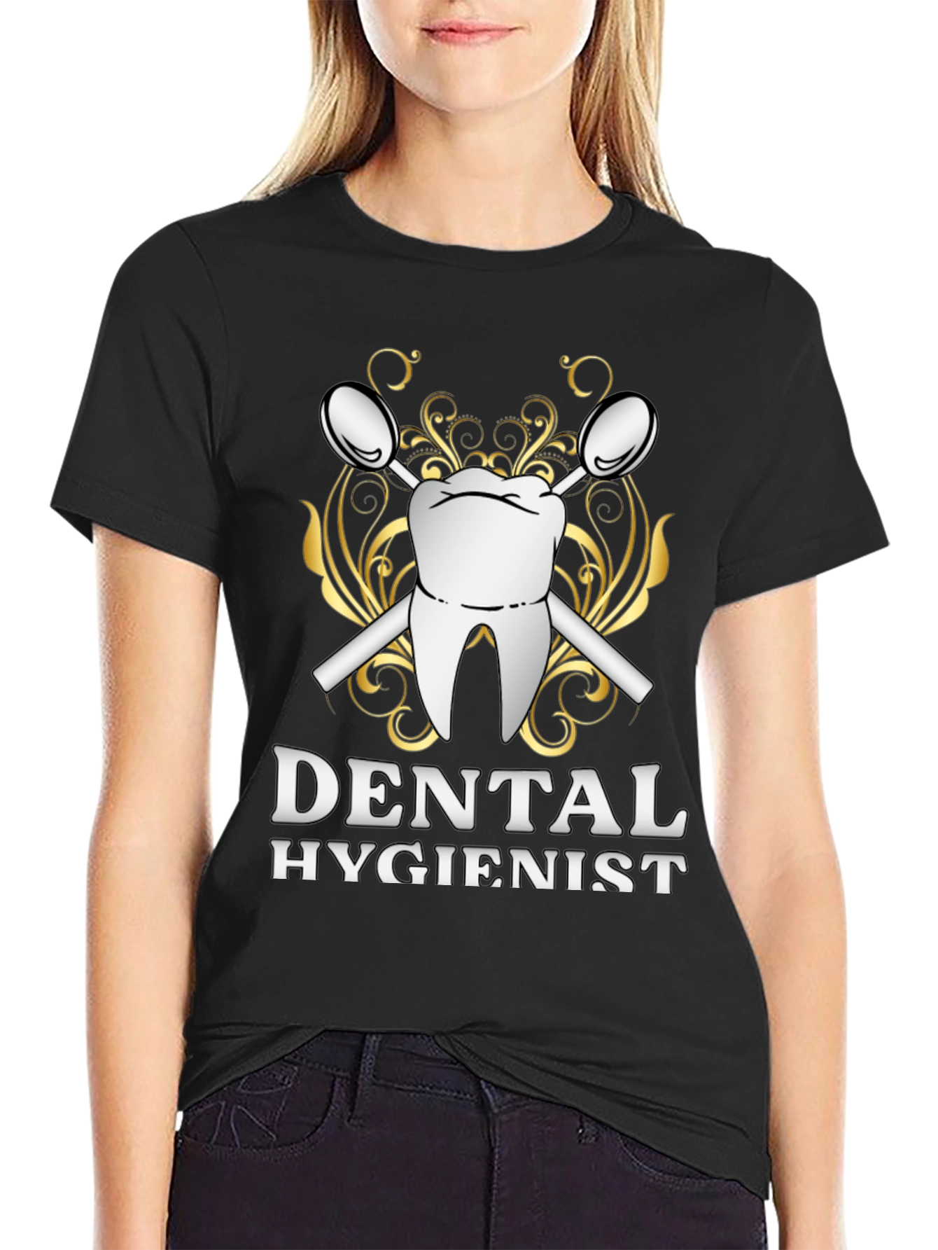 Dental Hygienist T-Shirt - Tooth & Mirror Design