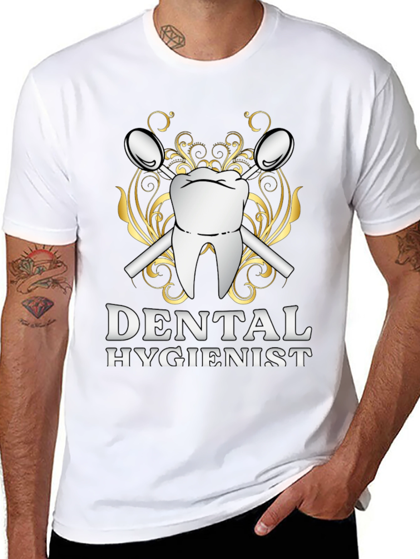 Dental Hygienist T-Shirt - Tooth & Mirror Design