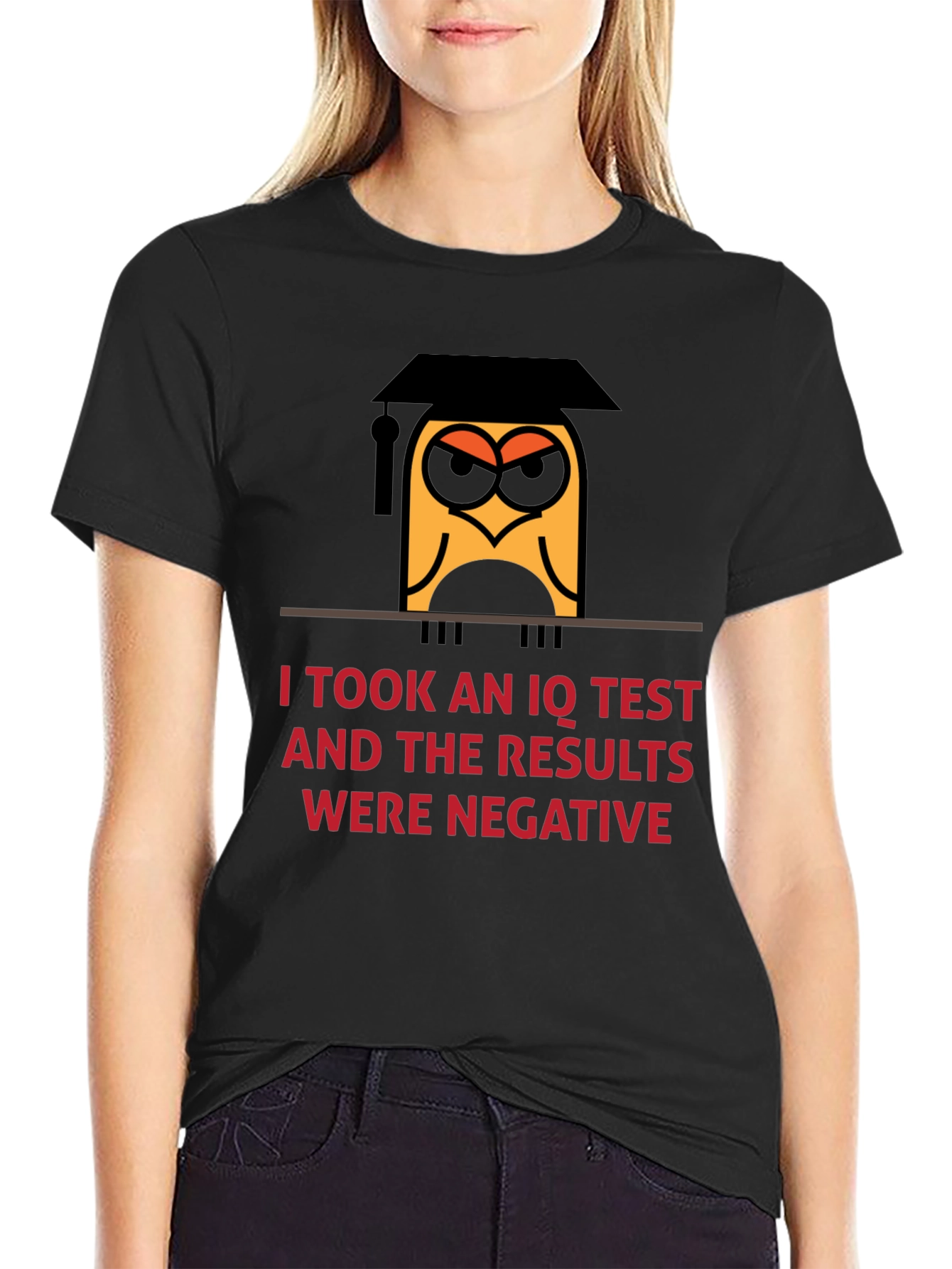 Humorous IQ Test Negative Result Owl T-Shirt