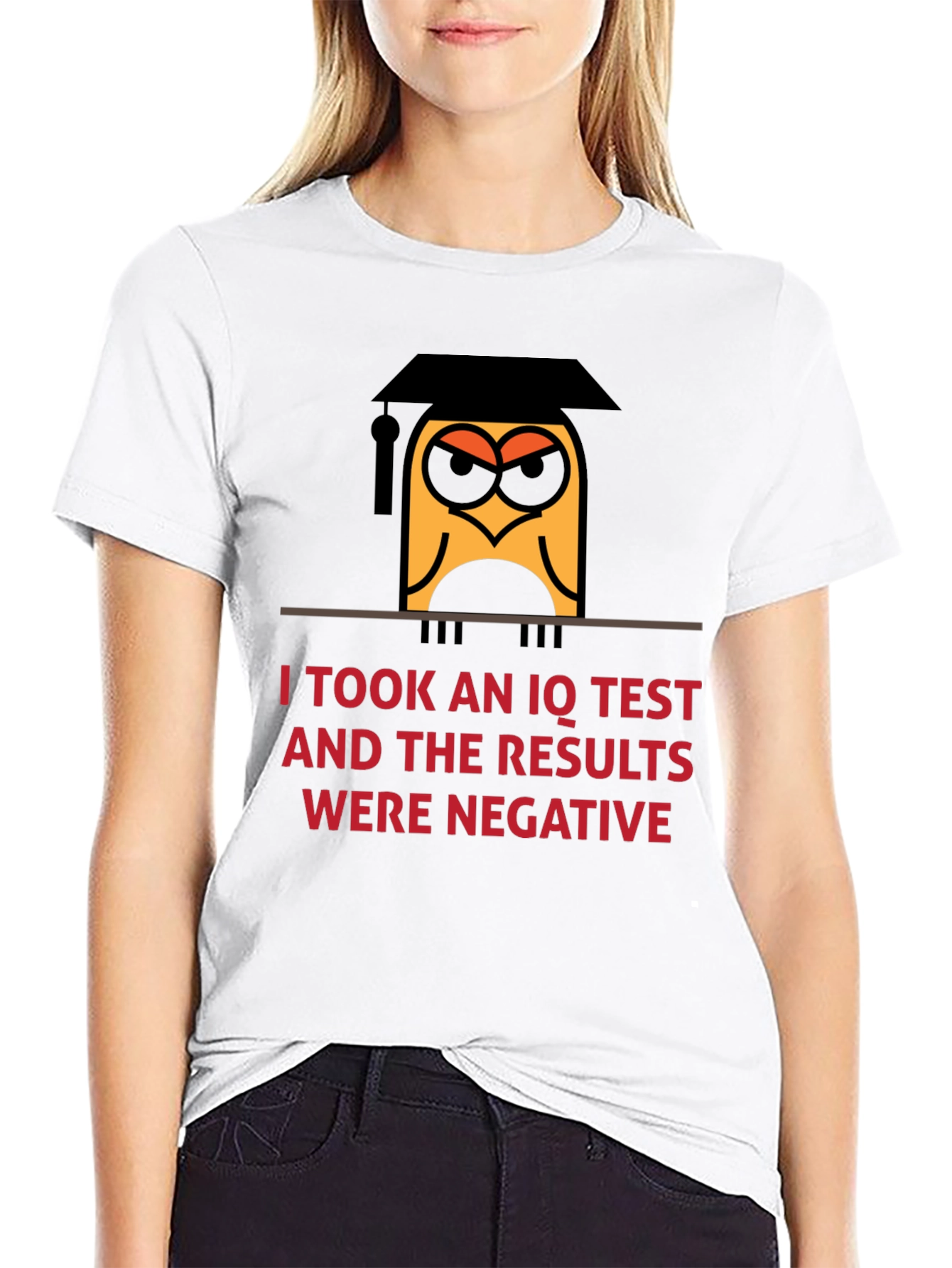 Humorous IQ Test Negative Result Owl T-Shirt