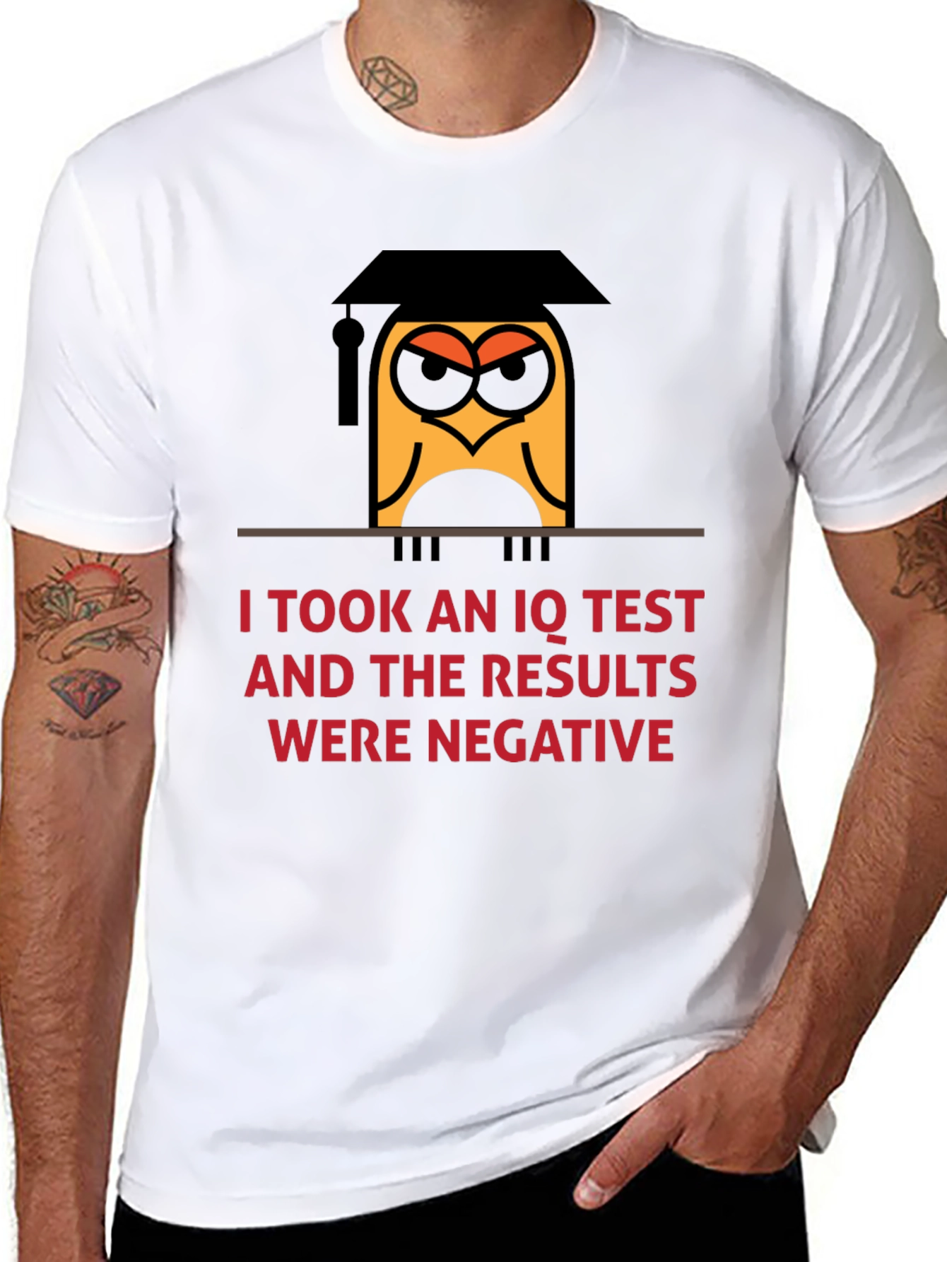 Humorous IQ Test Negative Result Owl T-Shirt