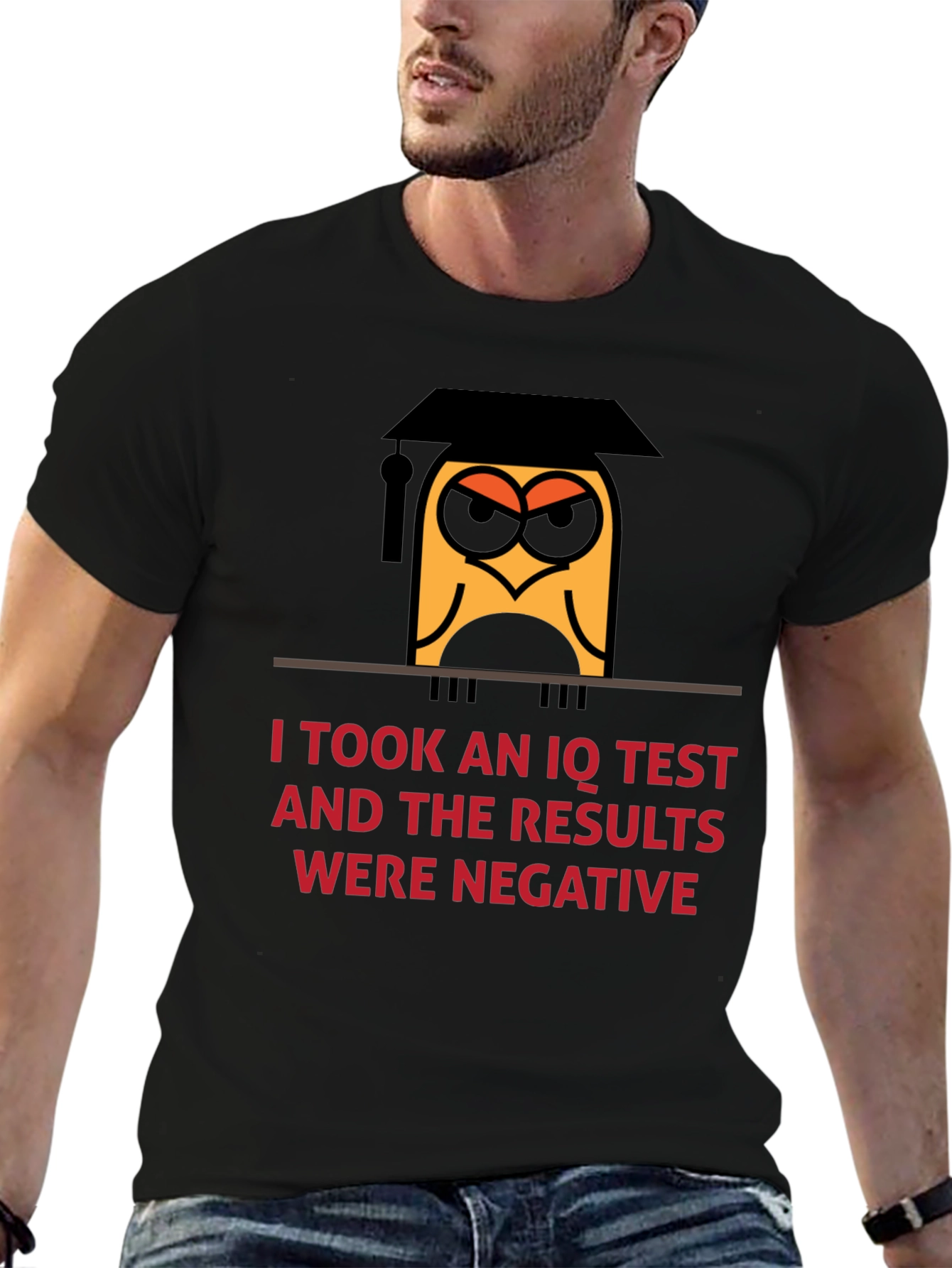 Humorous IQ Test Negative Result Owl T-Shirt