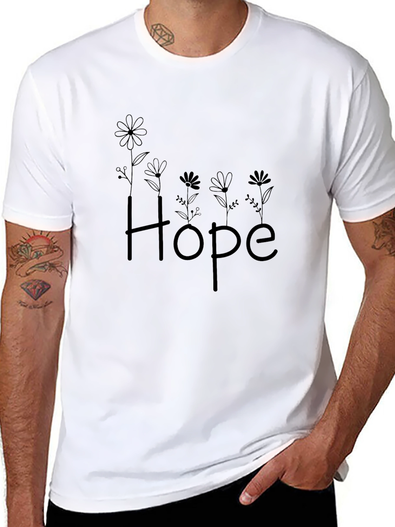 Floral Hope Graphic Tee - Black T-Shirt