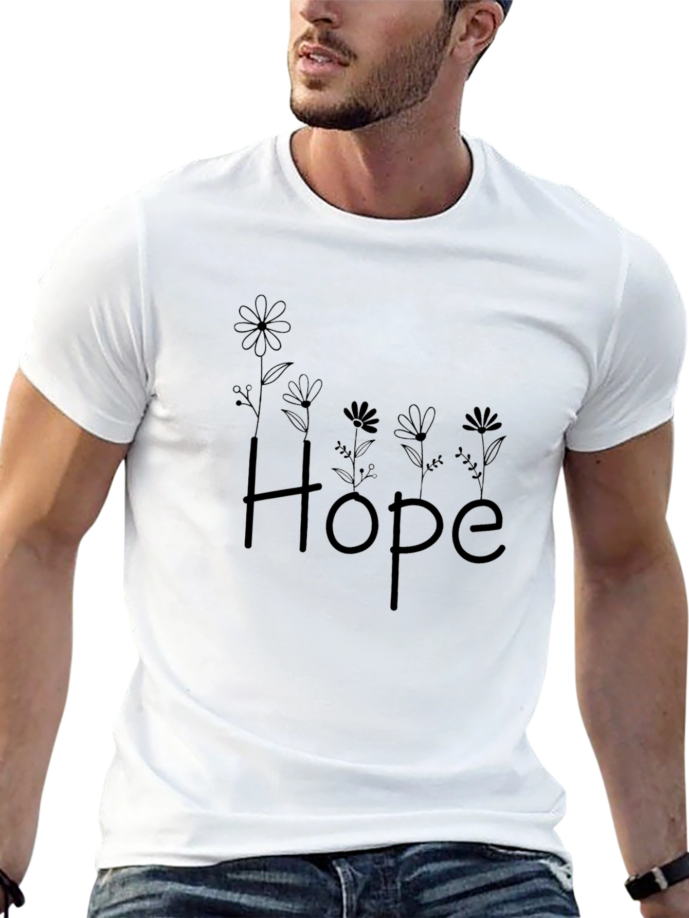Floral Hope Graphic Tee - Black T-Shirt