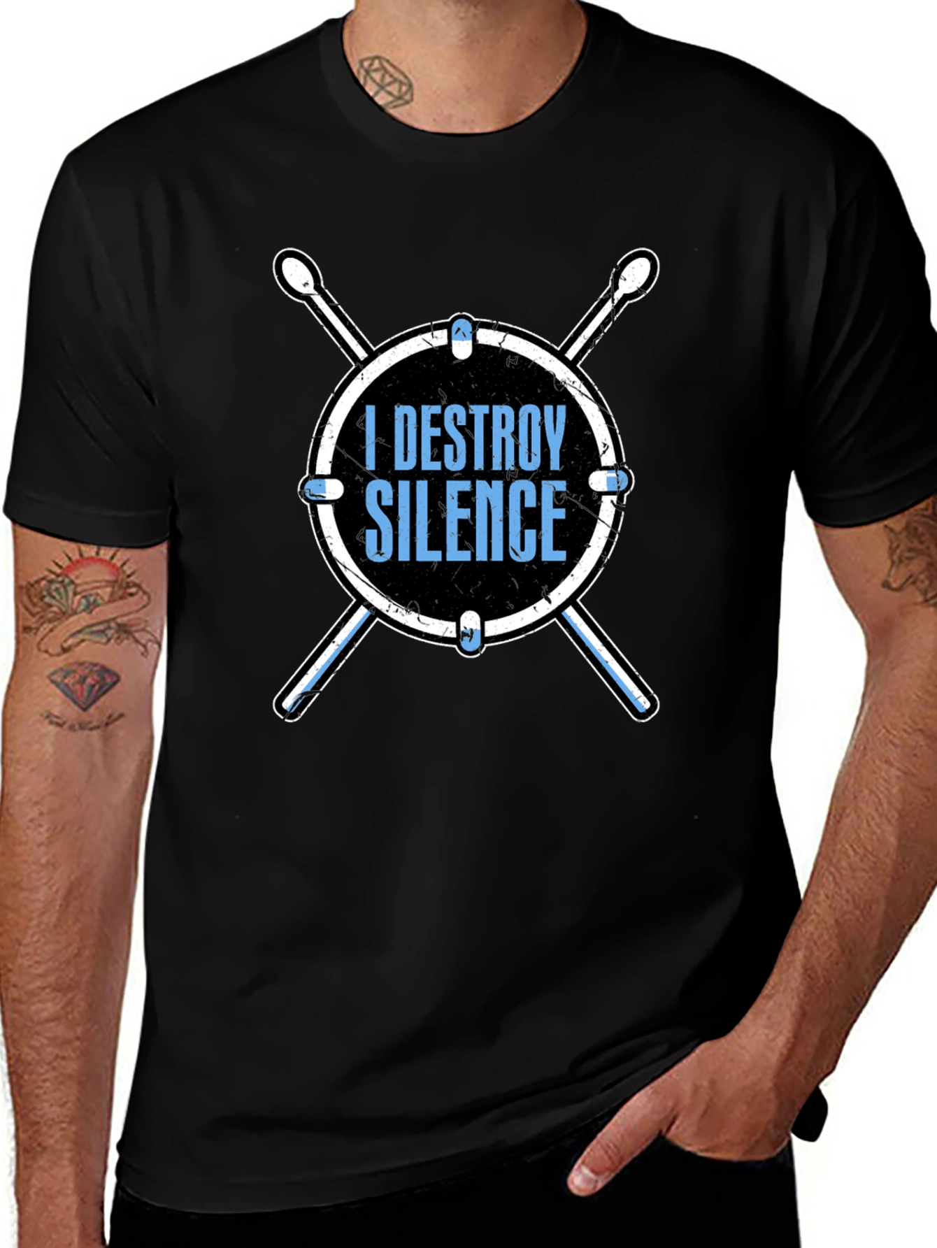 I Destroy Silence Drummer T-Shirt - Music Lover Tee
