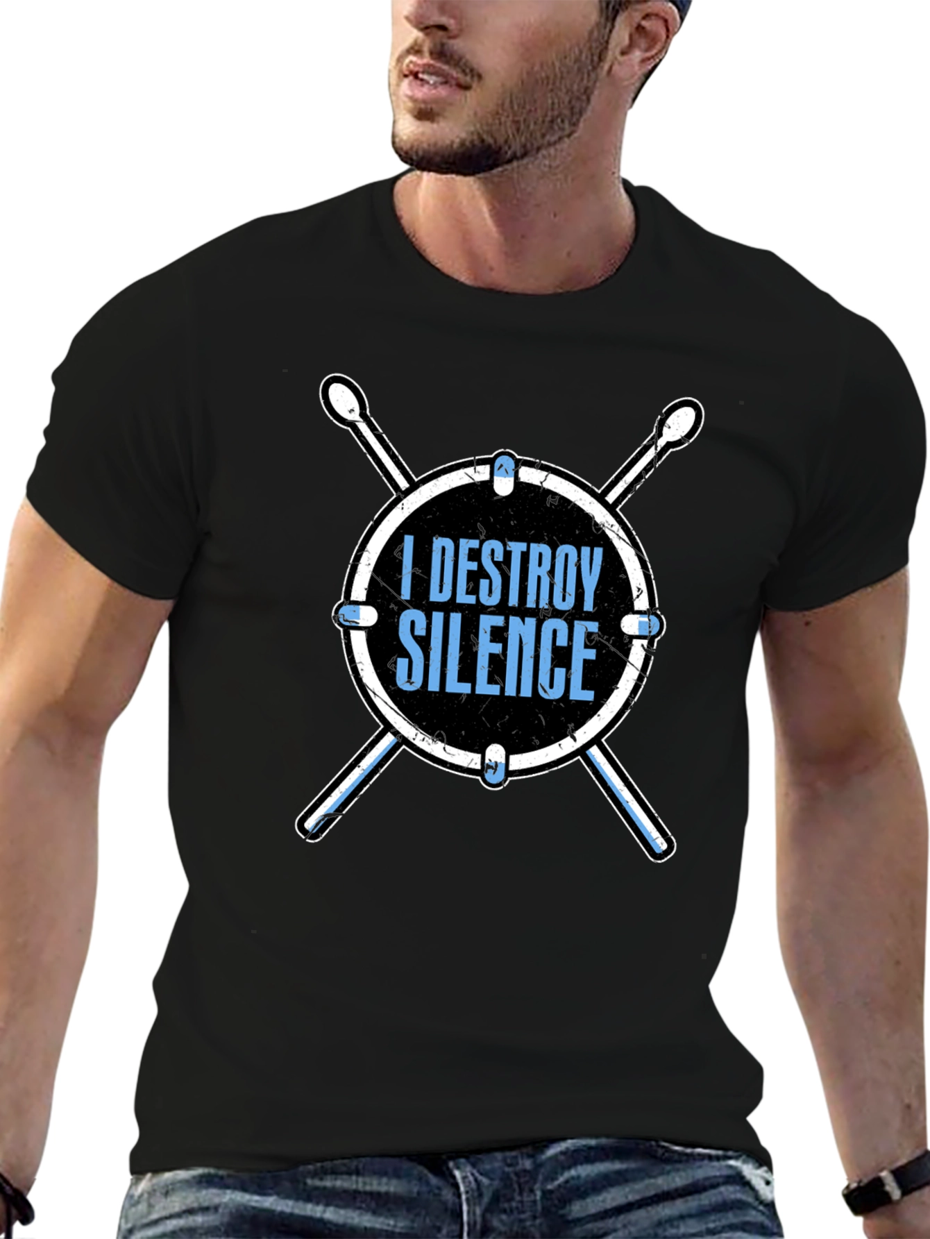 I Destroy Silence Drummer T-Shirt - Music Lover Tee