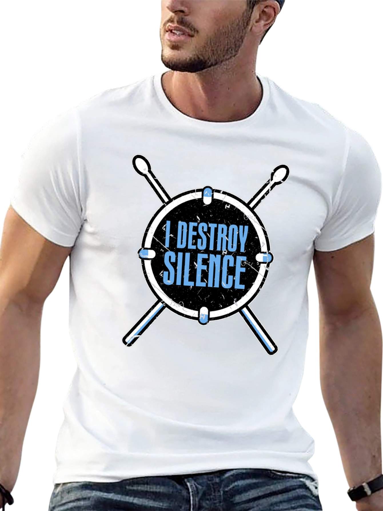 I Destroy Silence Drummer T-Shirt - Music Lover Tee