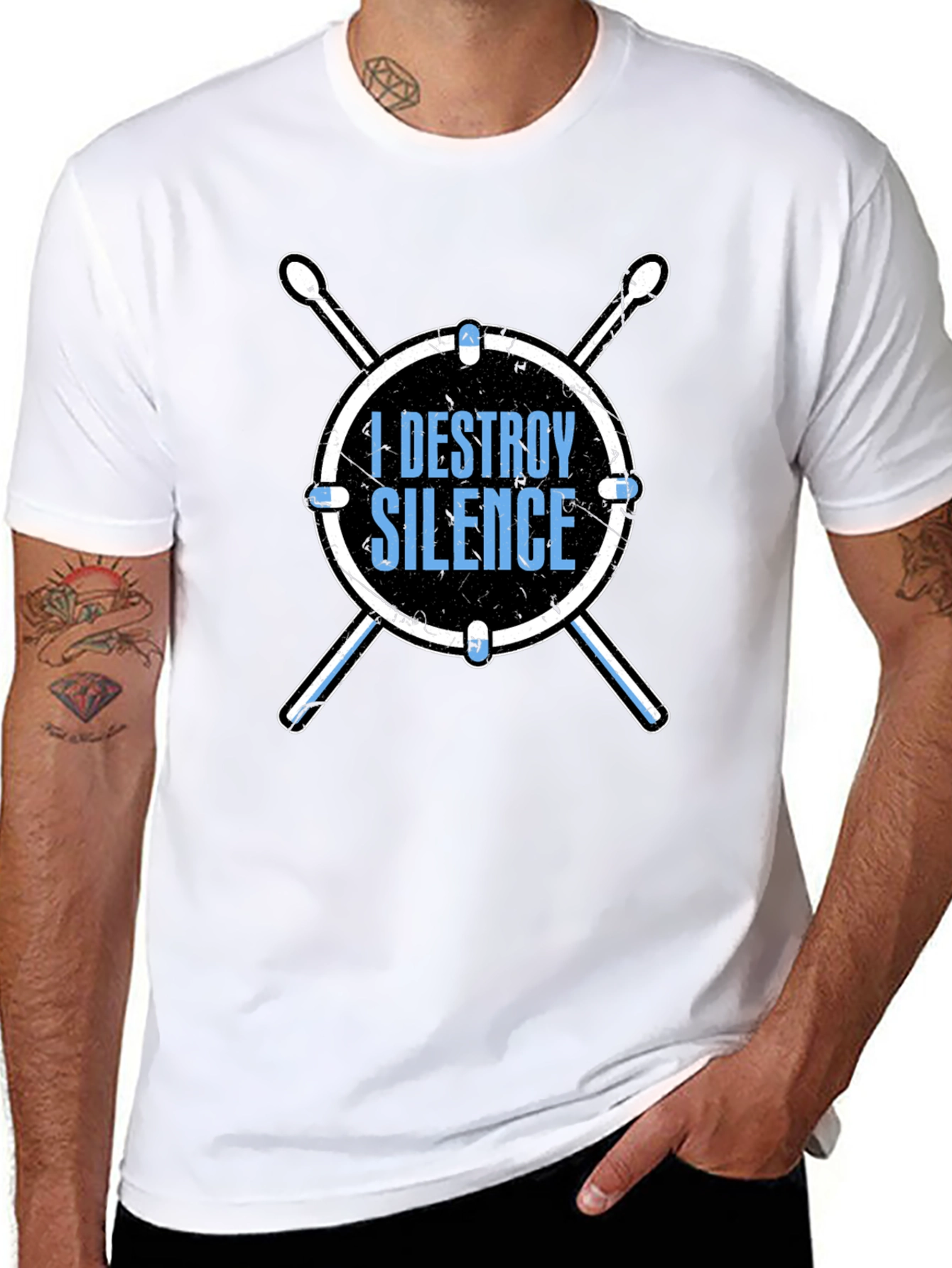 I Destroy Silence Drummer T-Shirt - Music Lover Tee