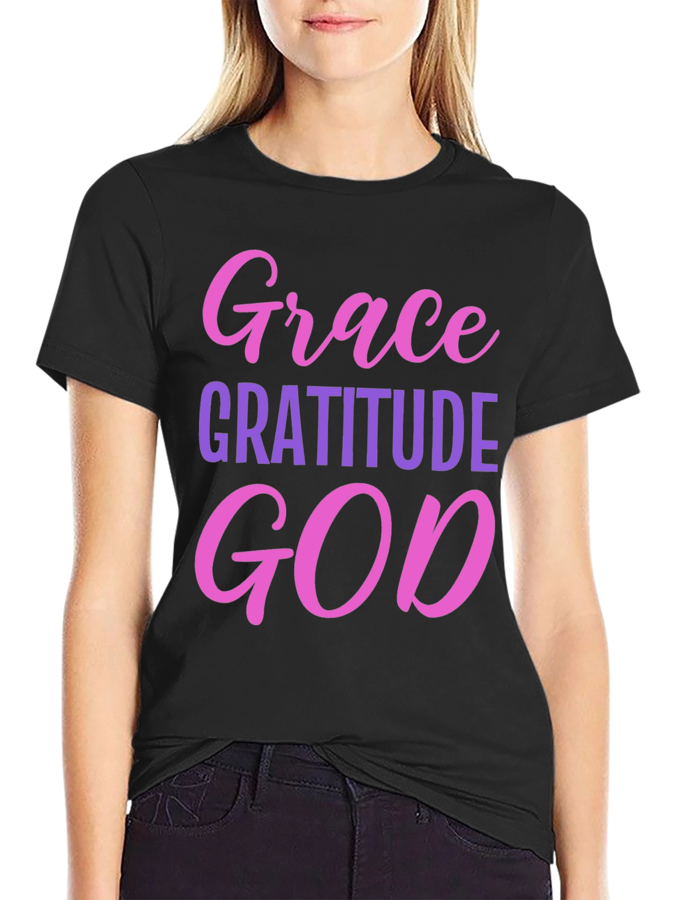 Grace Gratitude God T-Shirt - Black