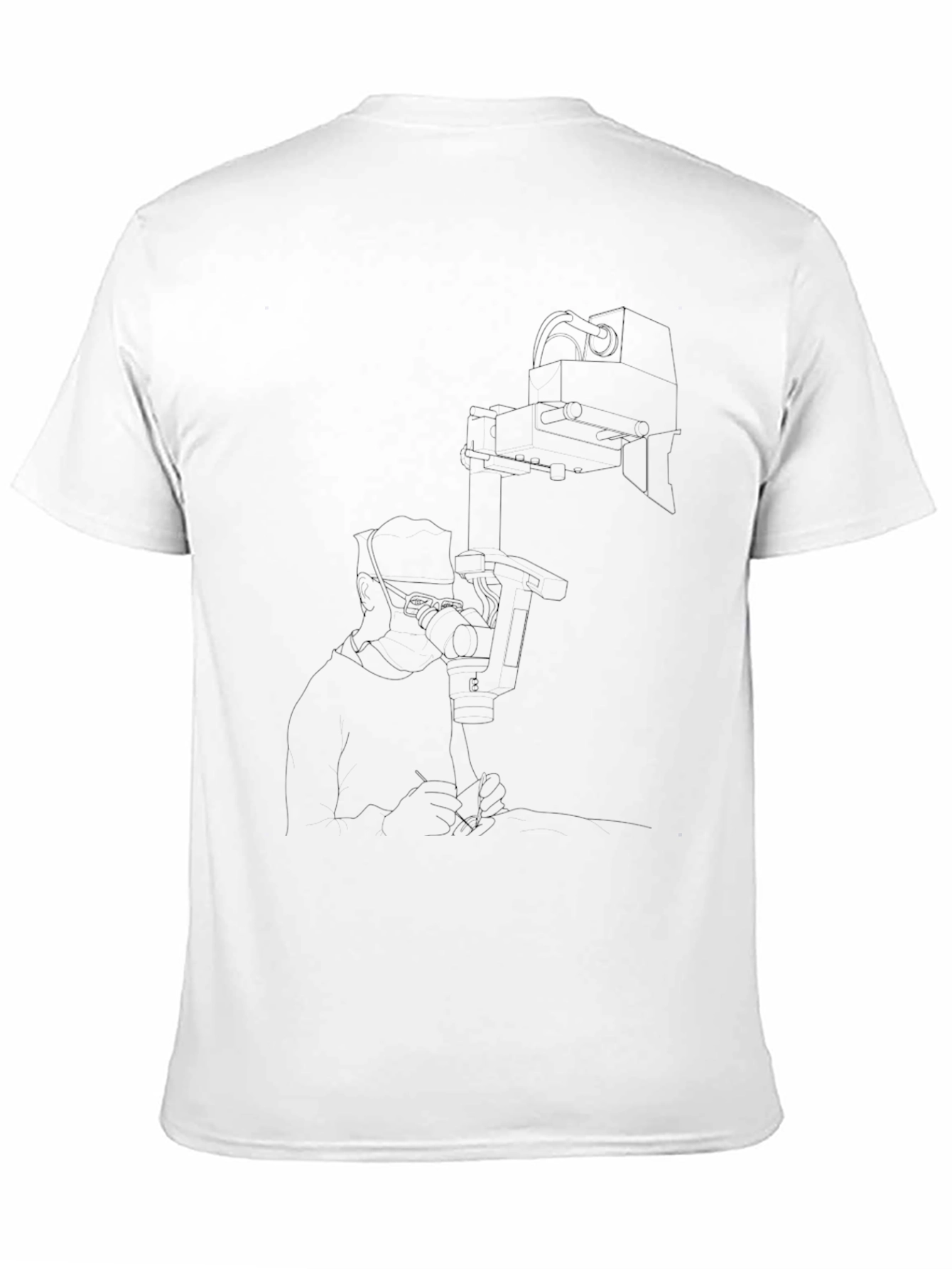 Black T-Shirt with Faint Line Art Design