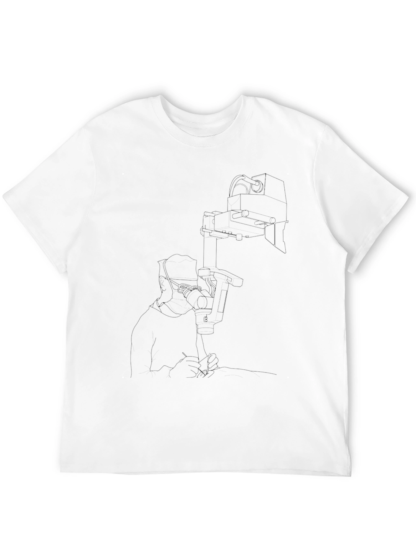 Black T-Shirt with Faint Line Art Design