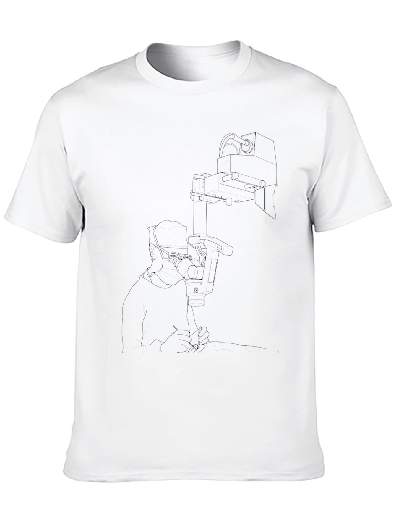 Black T-Shirt with Faint Line Art Design