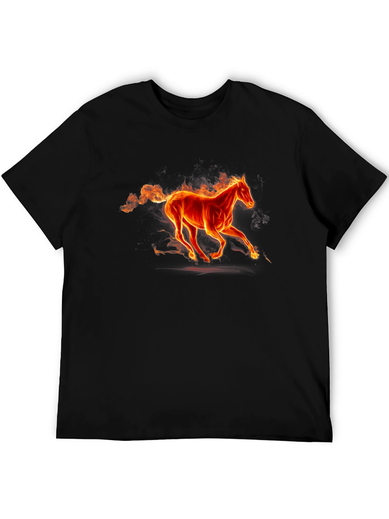 Fiery Horse Graphic Tee - Bold Black T-Shirt