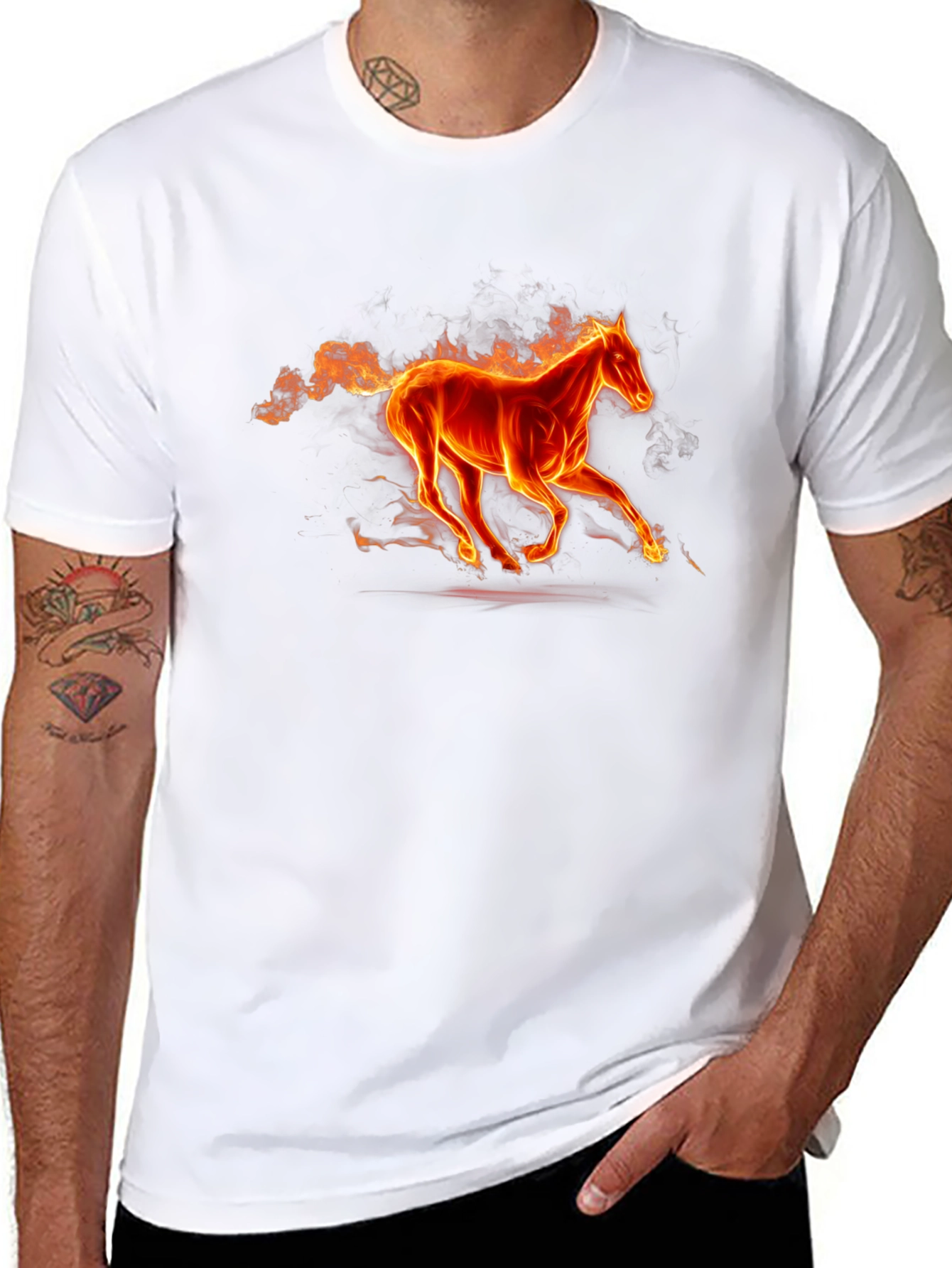 Fiery Horse Graphic Tee - Bold Black T-Shirt