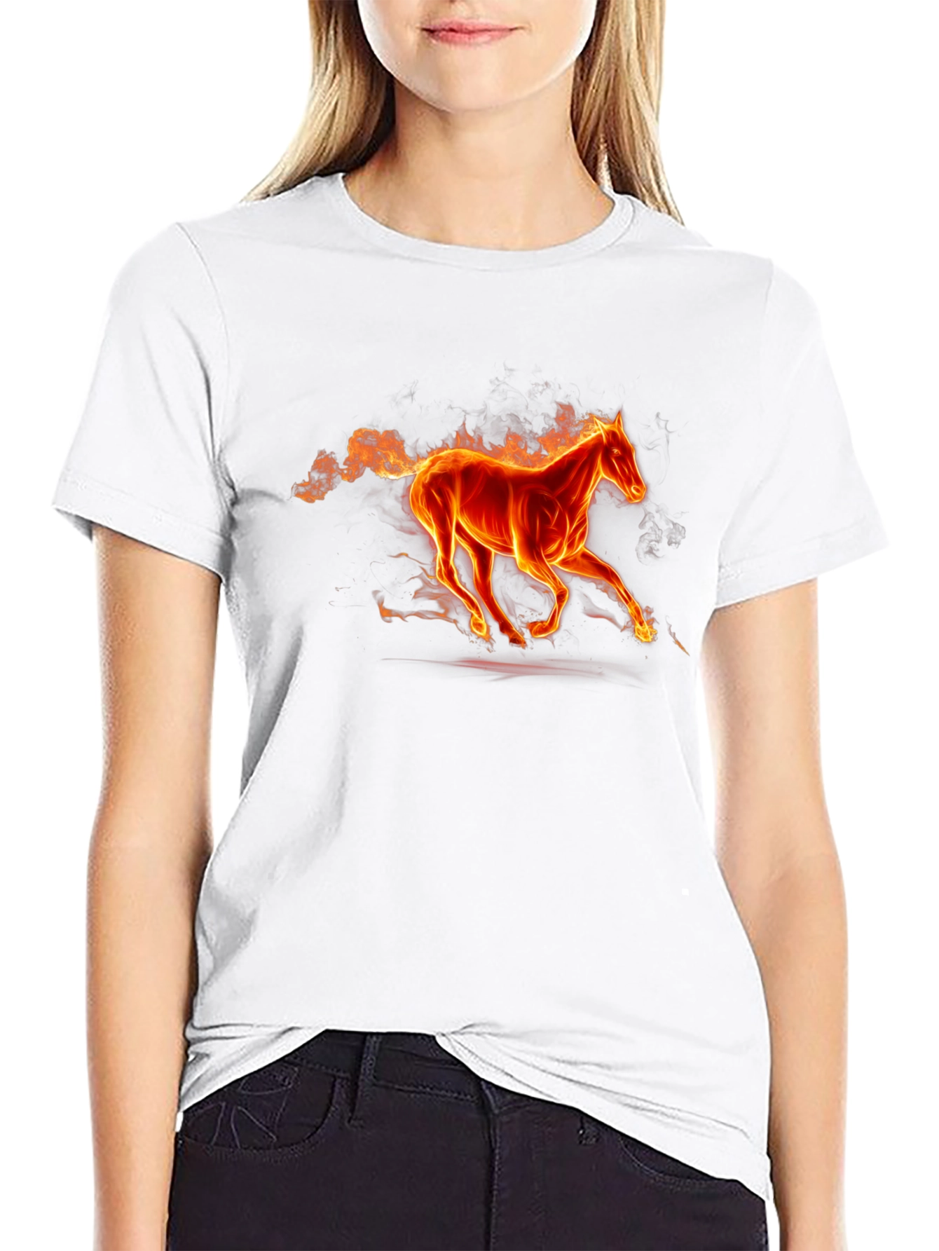 Fiery Horse Graphic Tee - Bold Black T-Shirt