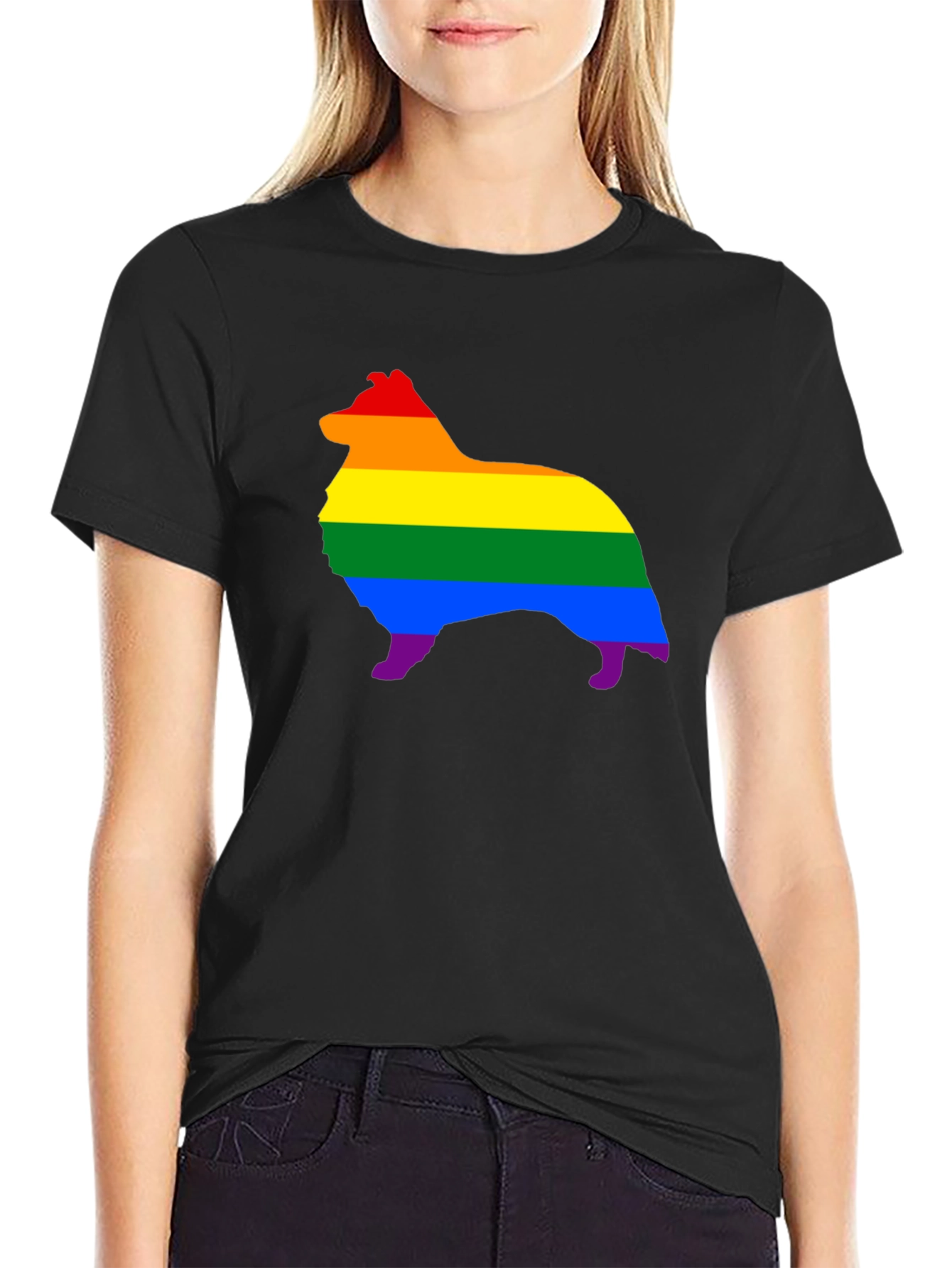 Rainbow Dog Silhouette Graphic Tee