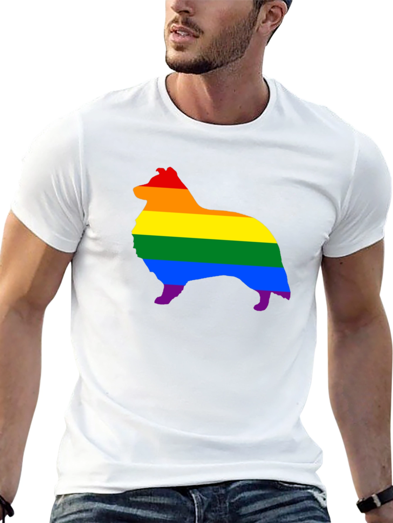Rainbow Dog Silhouette Graphic Tee