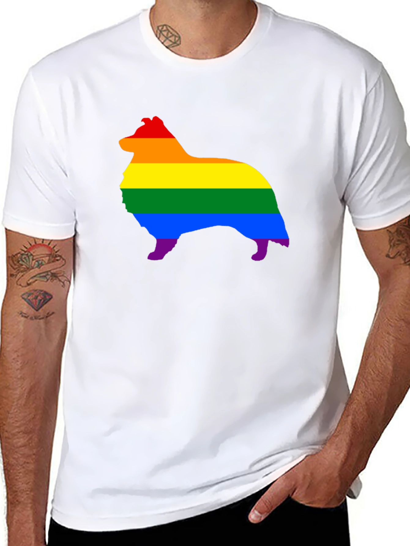 Rainbow Dog Silhouette Graphic Tee