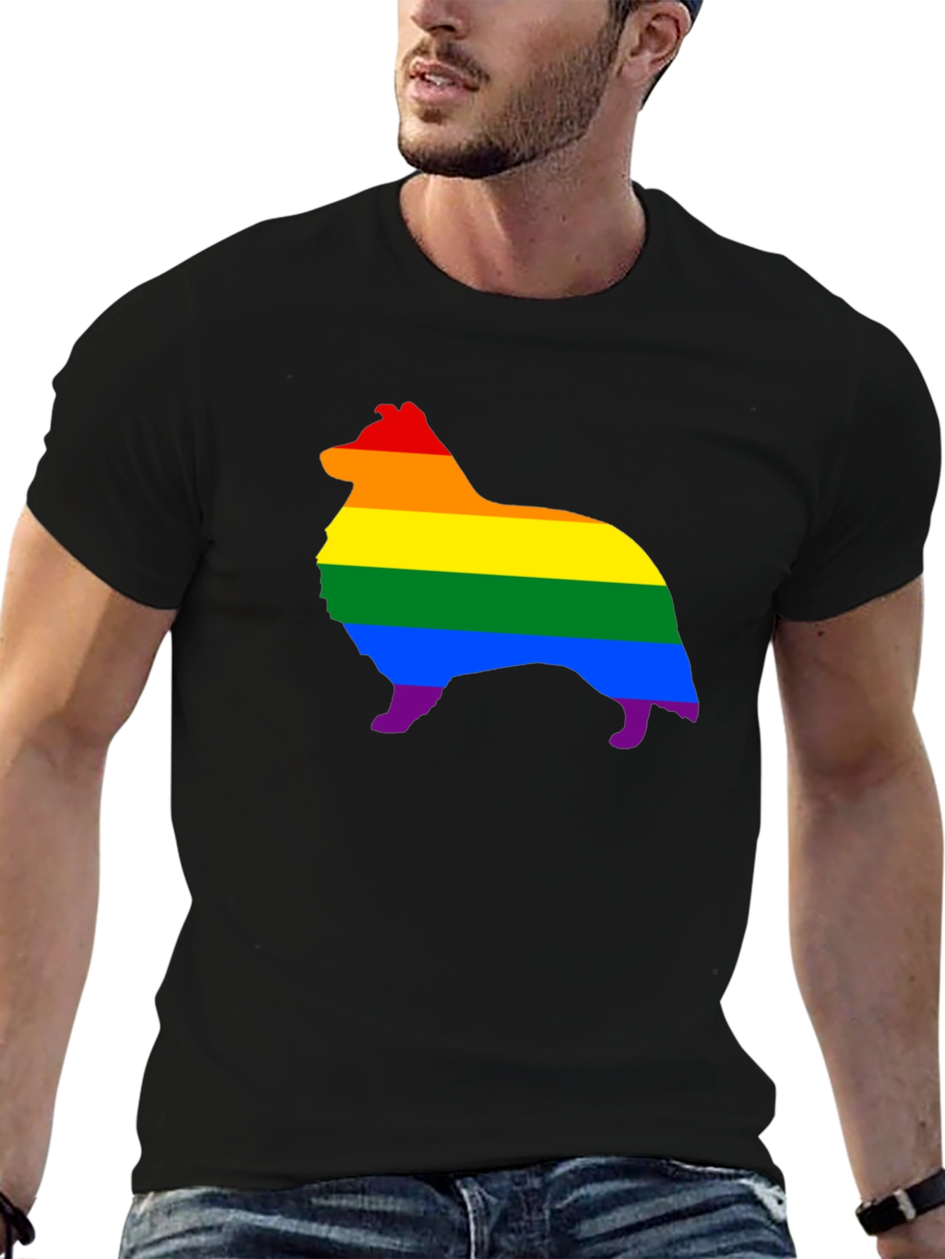 Rainbow Dog Silhouette Graphic Tee