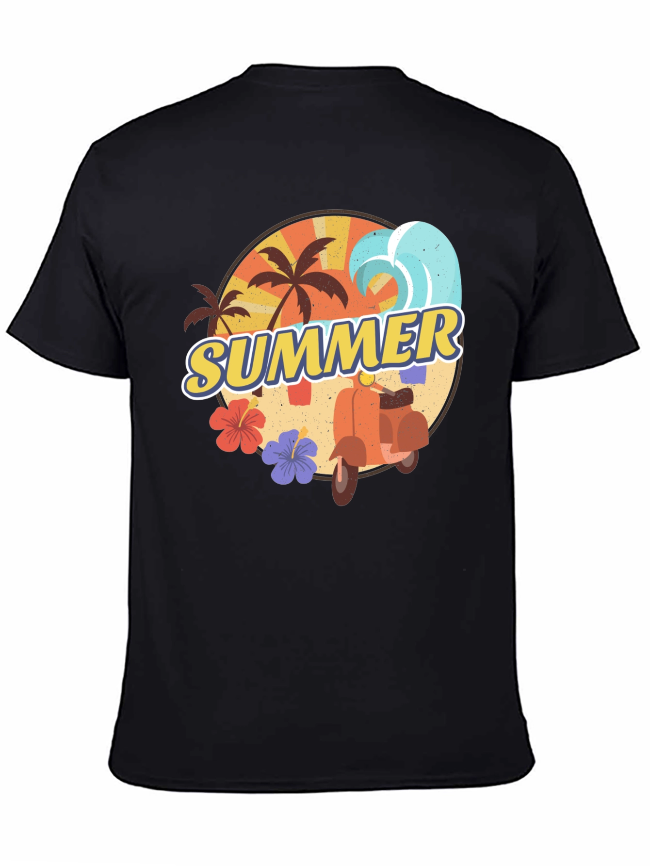 Summer Vibes T-Shirt - Palm Tree Scooter Design
