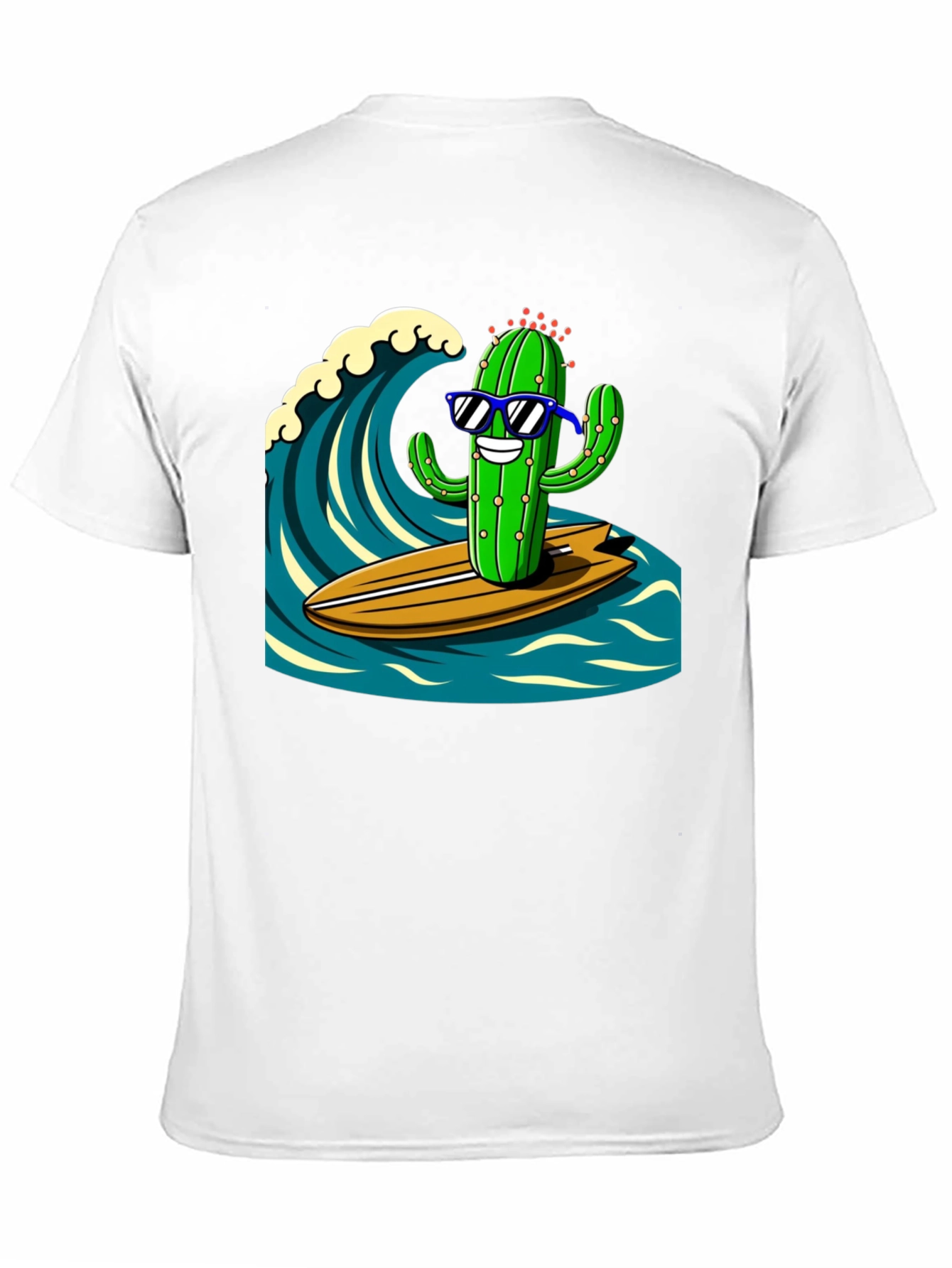 Surfing Cactus Graphic Tee - Mens Black T-Shirt