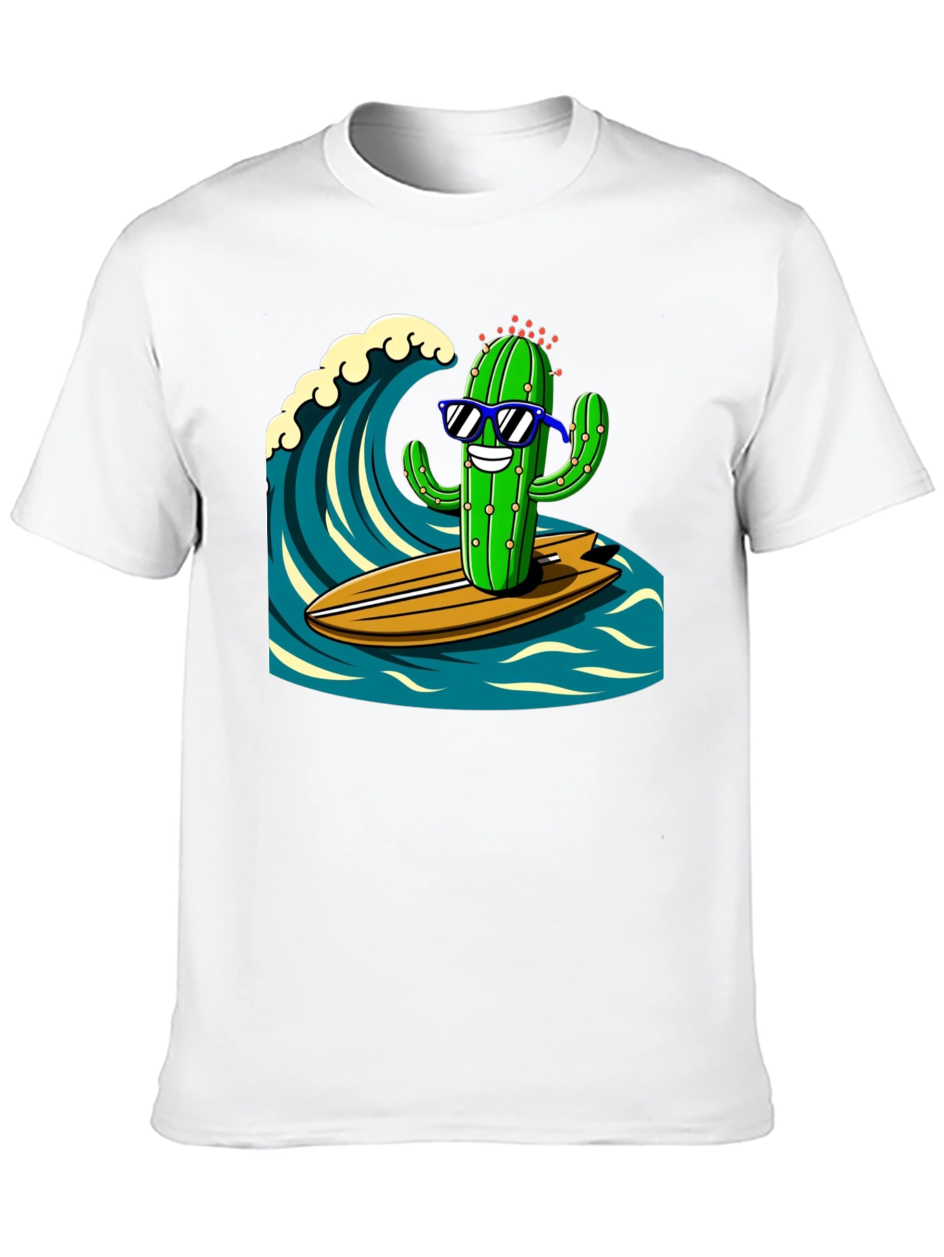 Surfing Cactus Graphic Tee - Mens Black T-Shirt