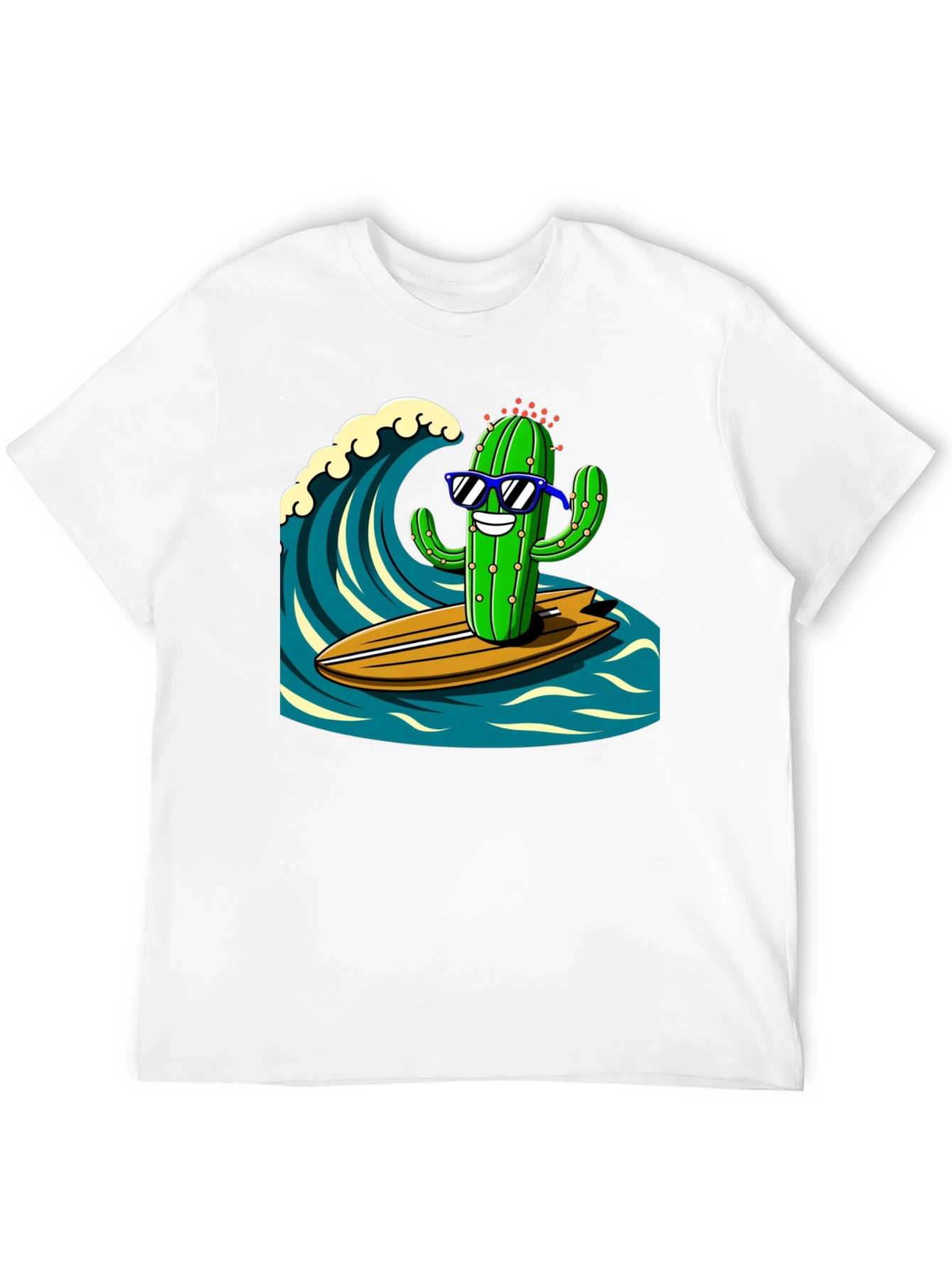 Surfing Cactus Graphic Tee - Mens Black T-Shirt