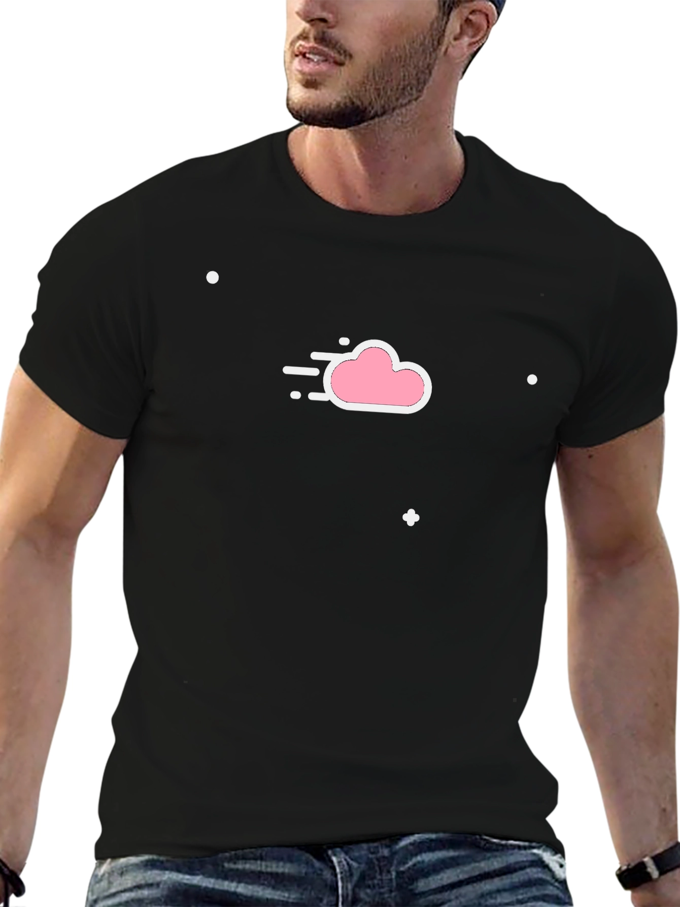 Black Cloud Graphic Tee - Soft Cotton Blend Shirt