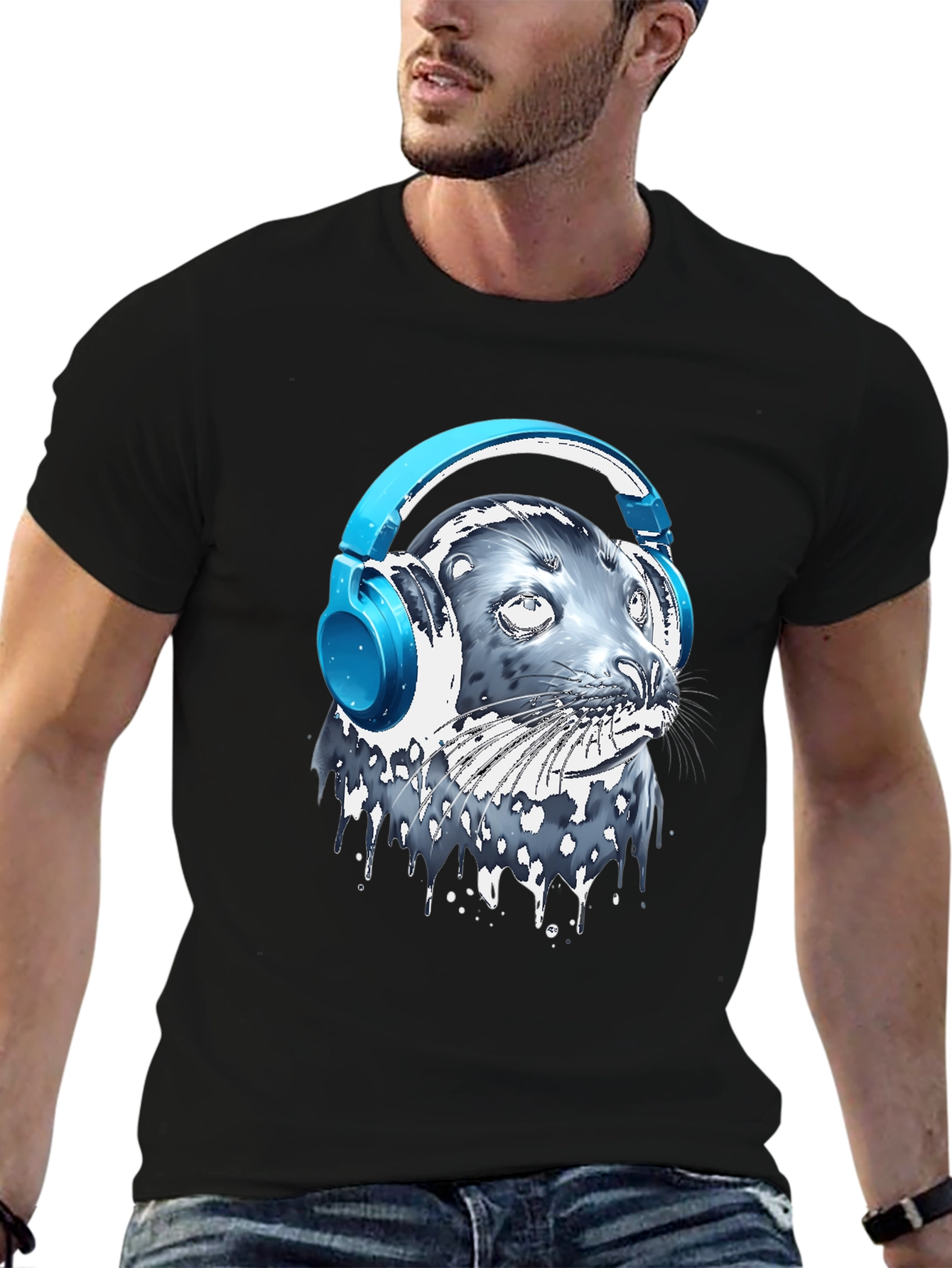 Seal with Headphones Graphic T-Shirt