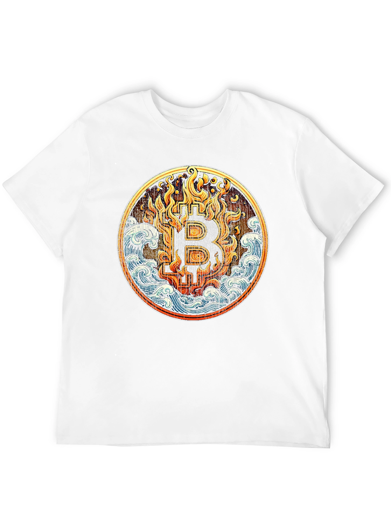 Bitcoin Fire & Water Graphic T-Shirt - Crypto Tee
