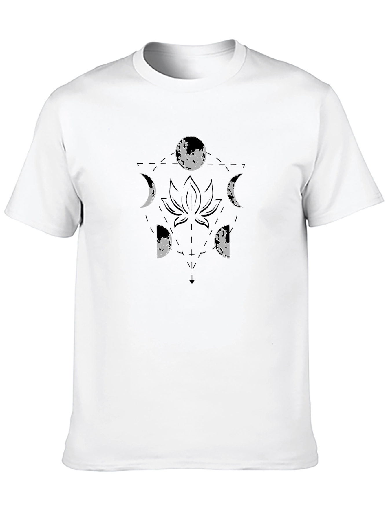 Moon Phases Lotus Black Graphic Tee