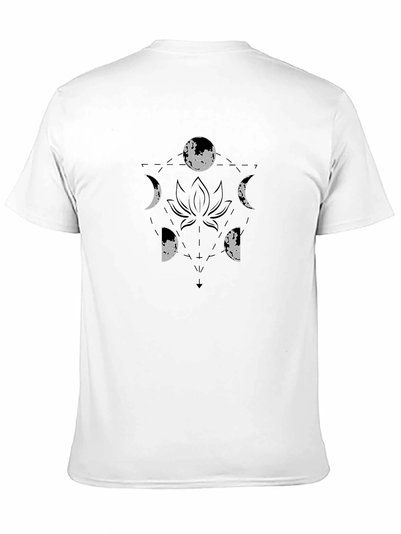 Moon Phases Lotus Black Graphic Tee